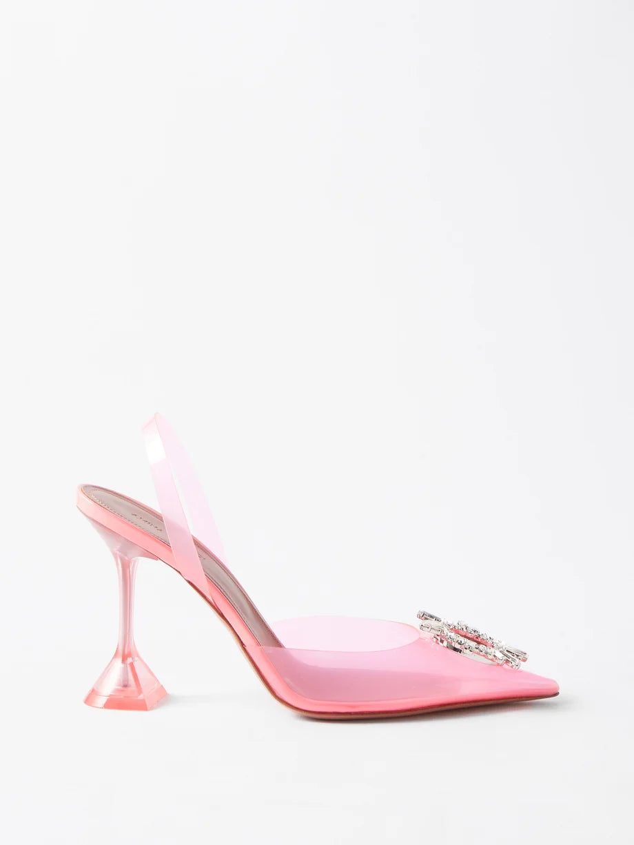 Amina Muaddi Begum Crystal Pink PVC Slingback Pumps