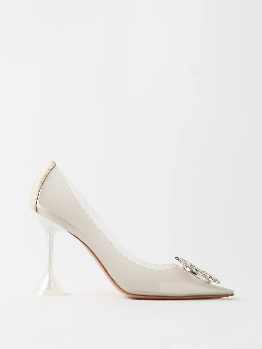 Amina Muaddi Begum Crystal PVC Pumps (White)