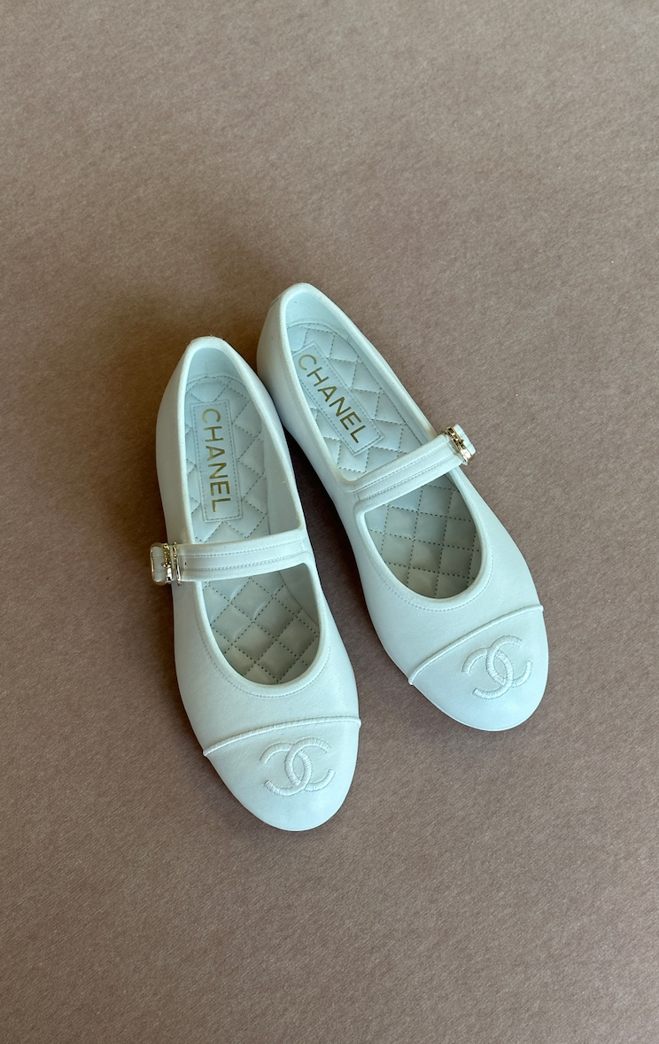 Chanel Lambskin Mary Janes (White)