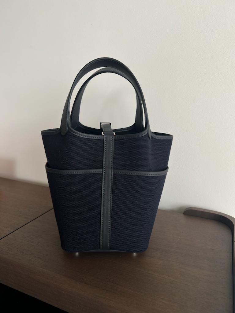 Hermès Picotin Cargo 18cm Blue Marine Canvas PHW