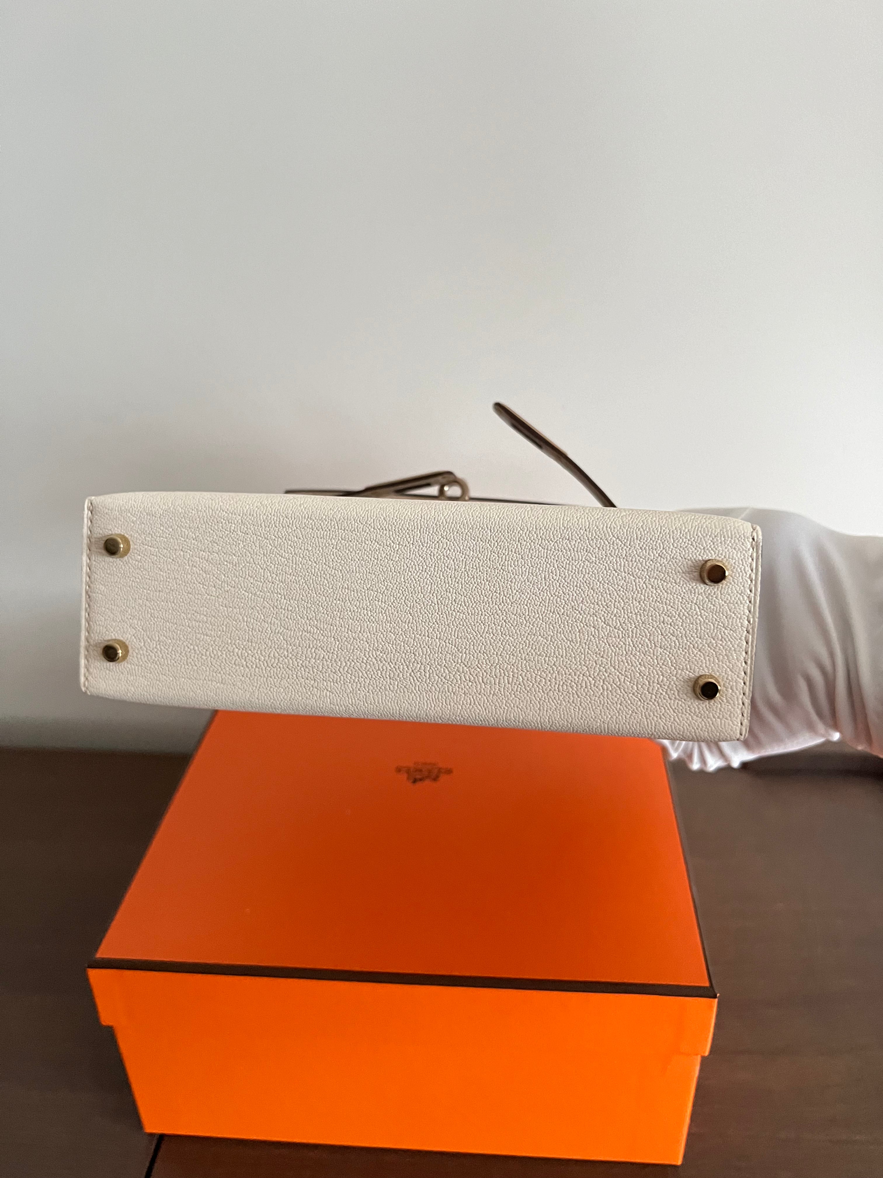 Hermès Mini Kelly 20 HSS Nata & Gris Tourterelle Chevre Mysore Permabrass