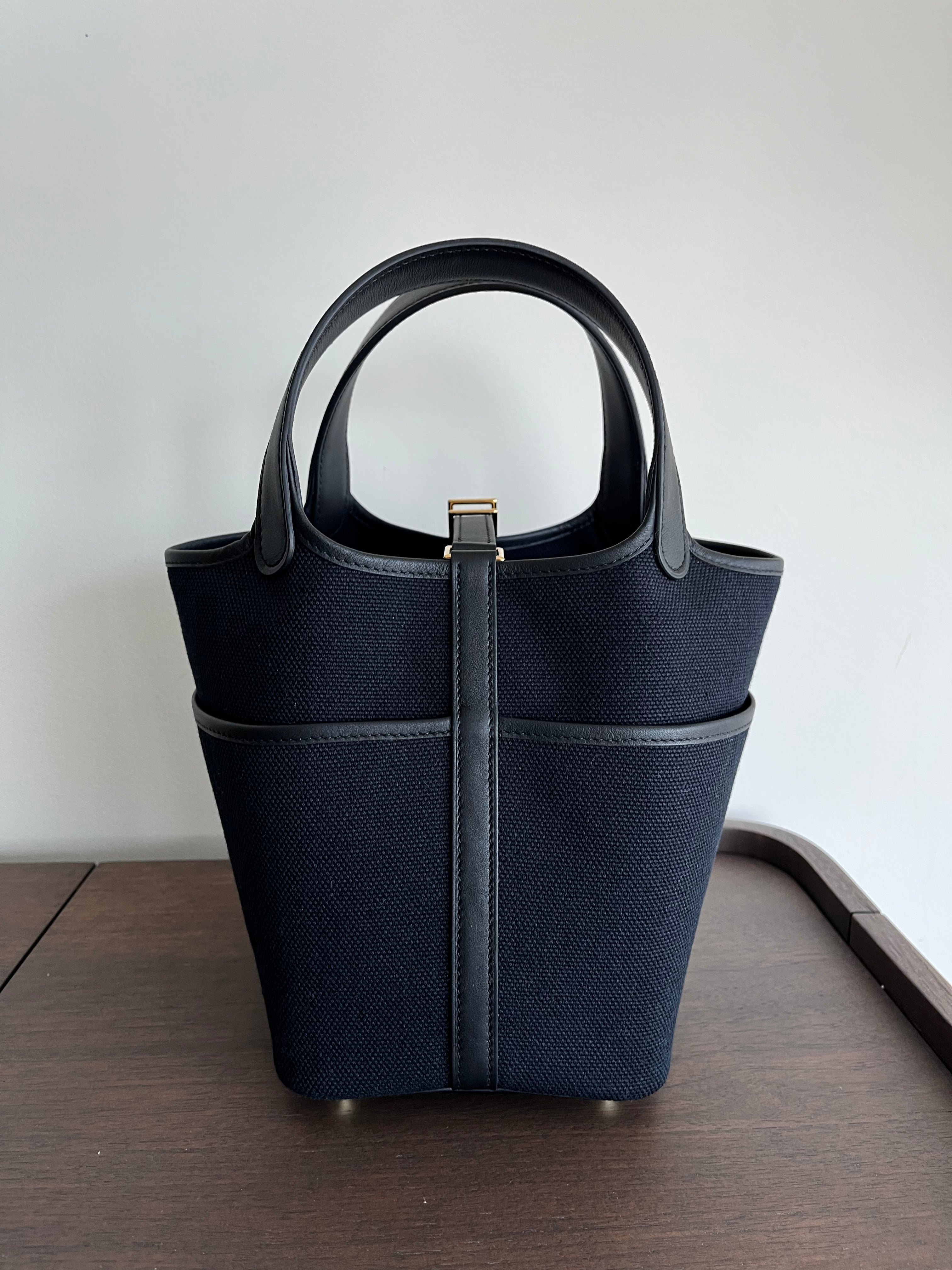 Hermès Picotin Cargo 18cm Black Canvas GHW