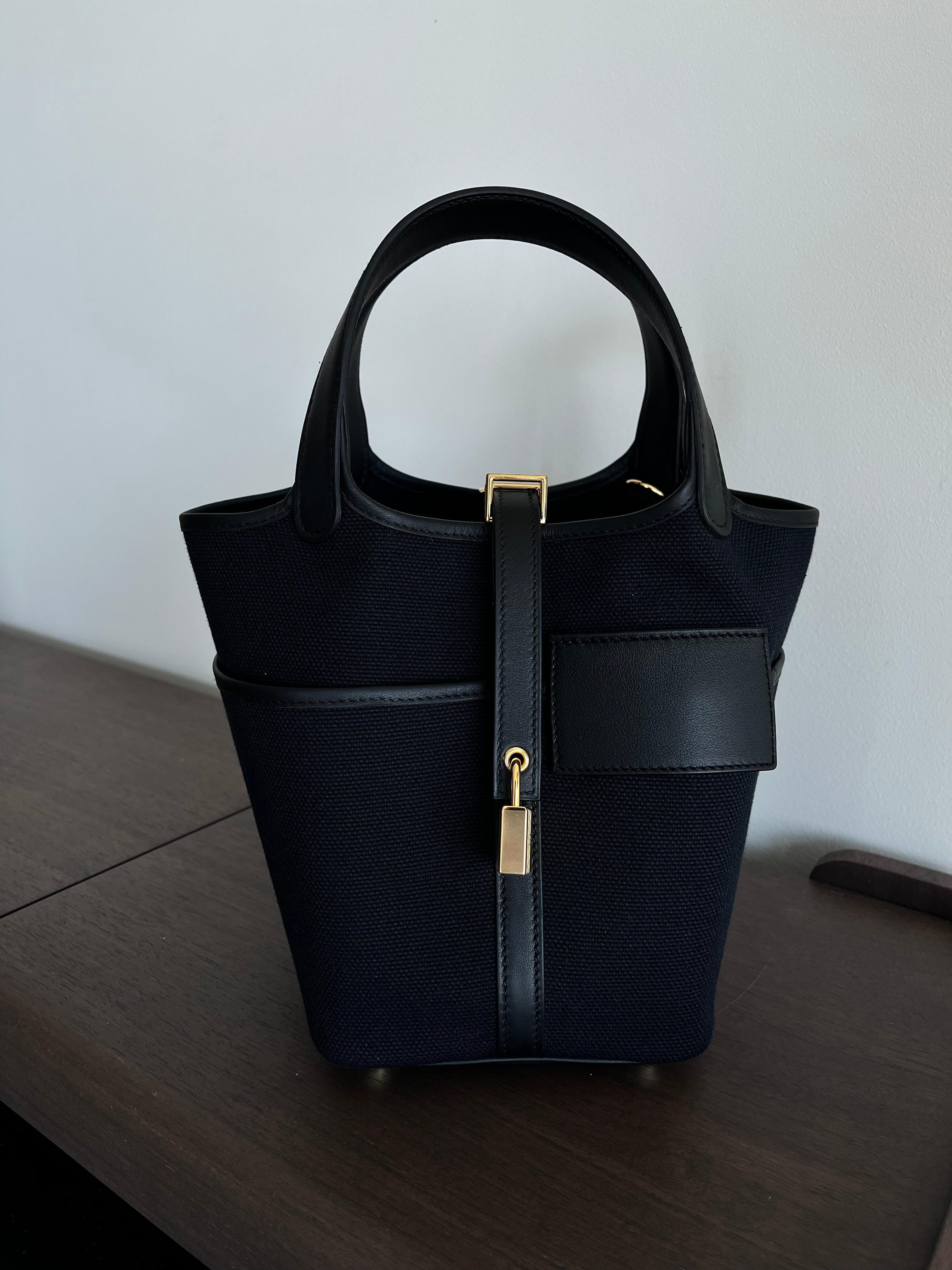 Hermès Picotin Cargo 18cm Black Canvas GHW