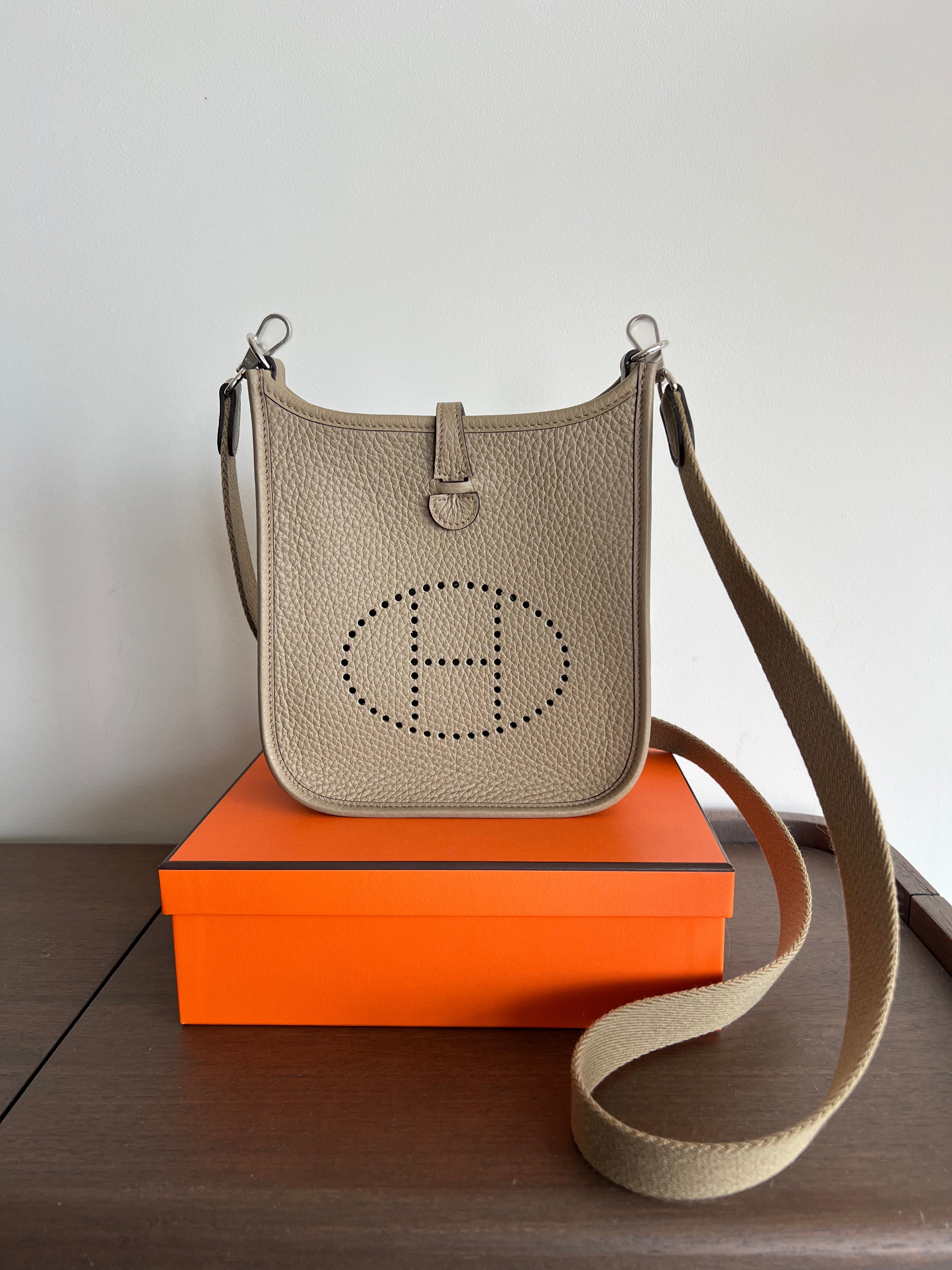 Hermès Mini Evelyne 16 Beige Marfa Clemence PHW