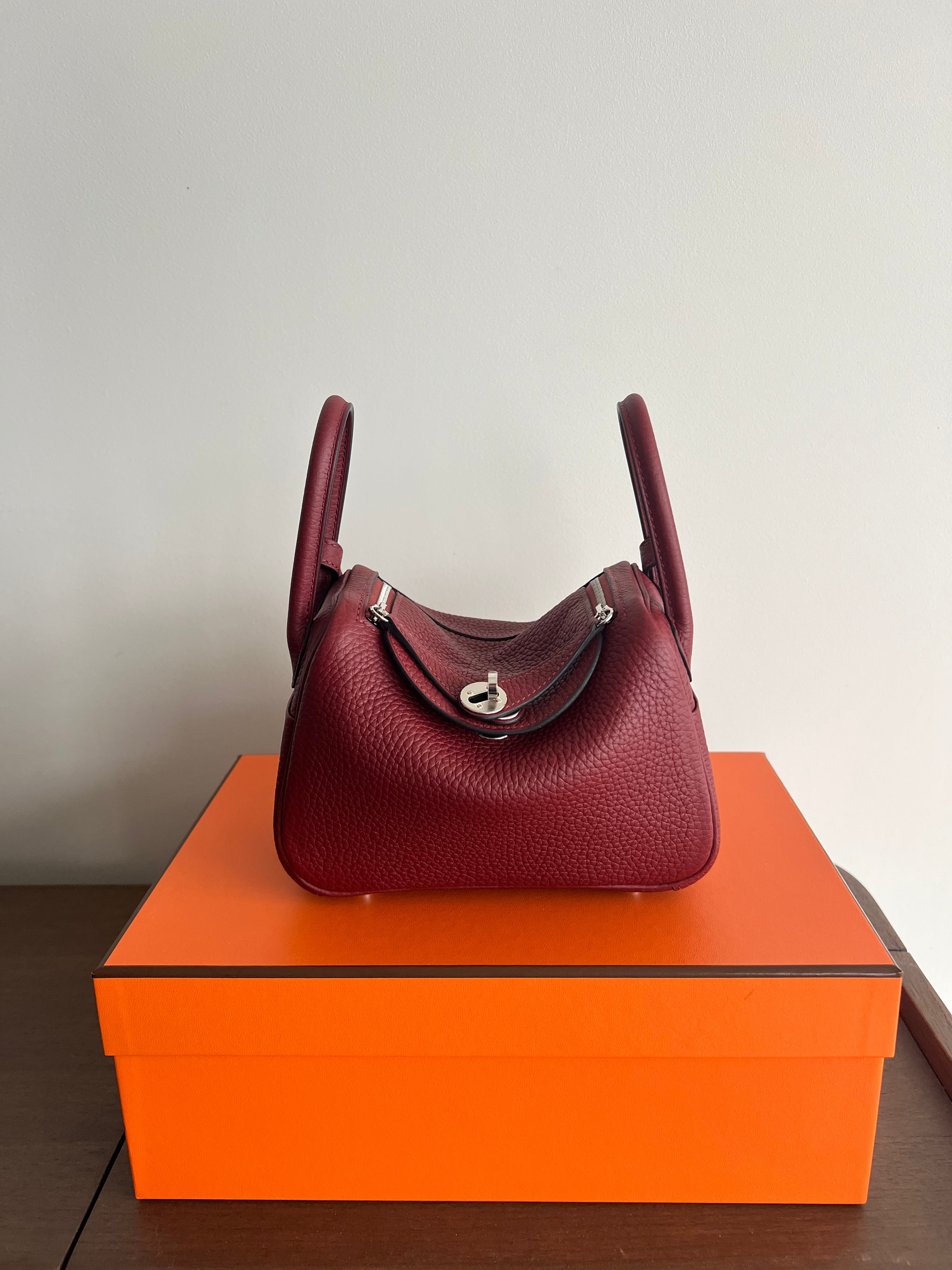 Hermès Mini Lindy Rouge H Clemence PHW