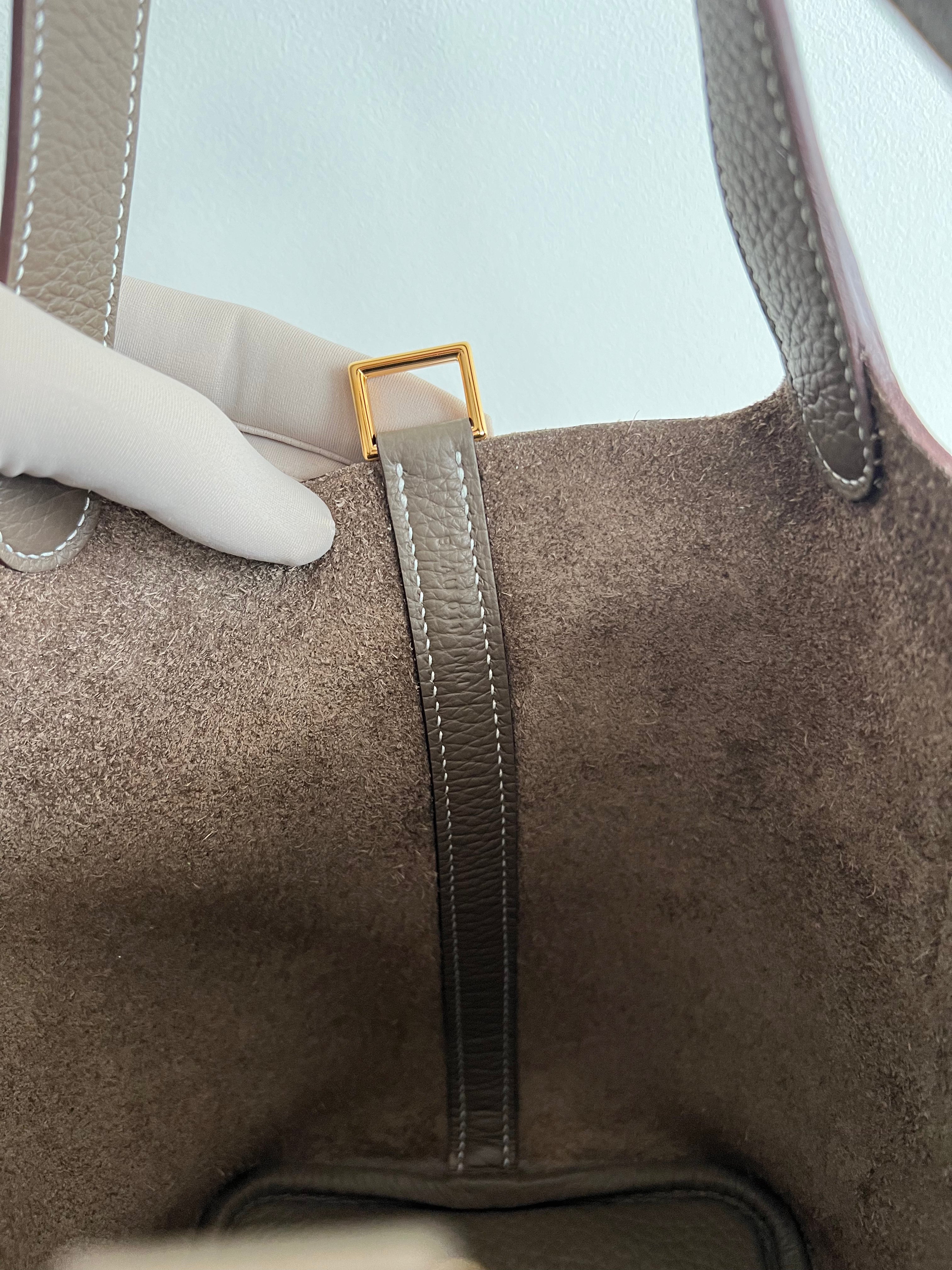 Hermès Picotin 18cm Etoupe Clemence GHW