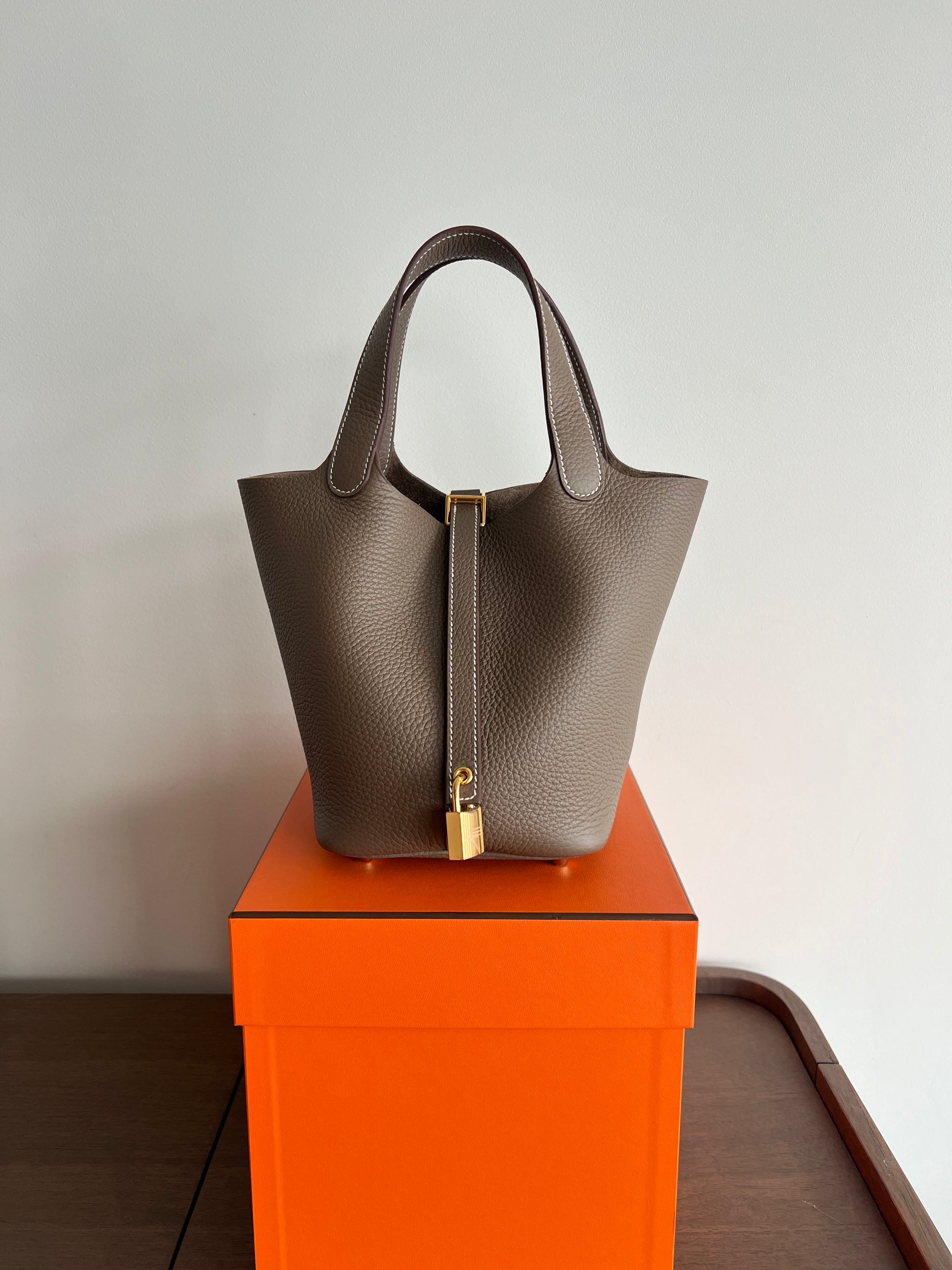 Hermes Picotin 18cm Etoupe Clemence GHW