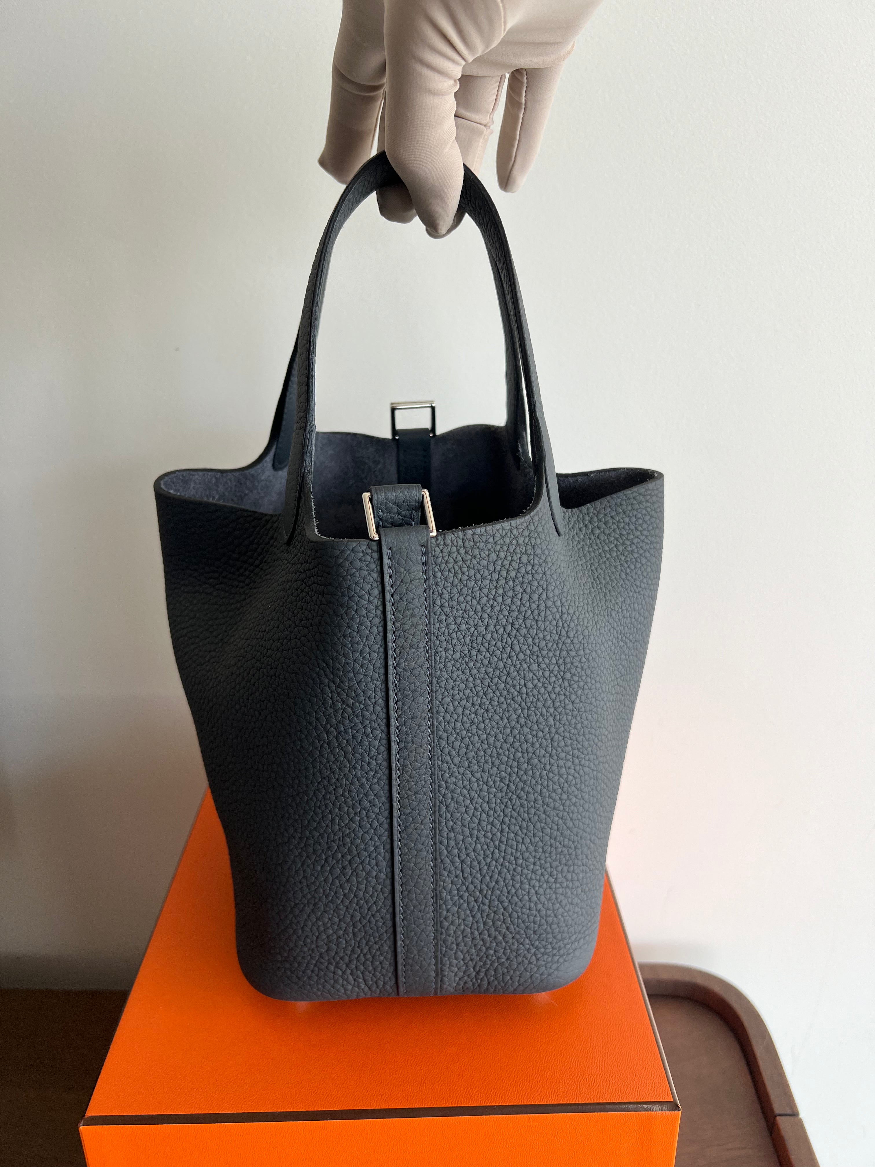 Hermès Picotin 18cm Gris Misty Clemence PHW