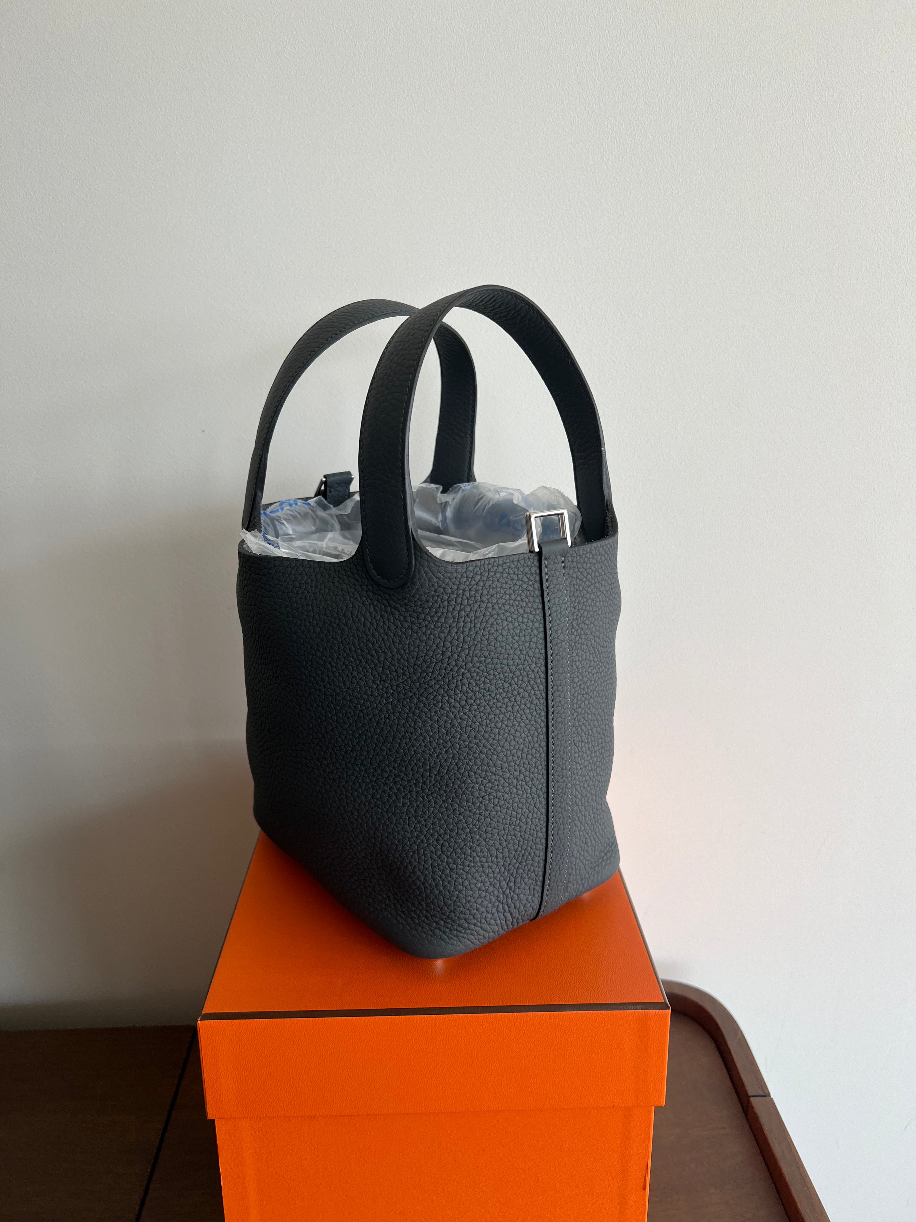 Hermès Picotin 18cm Gris Misty Clemence PHW