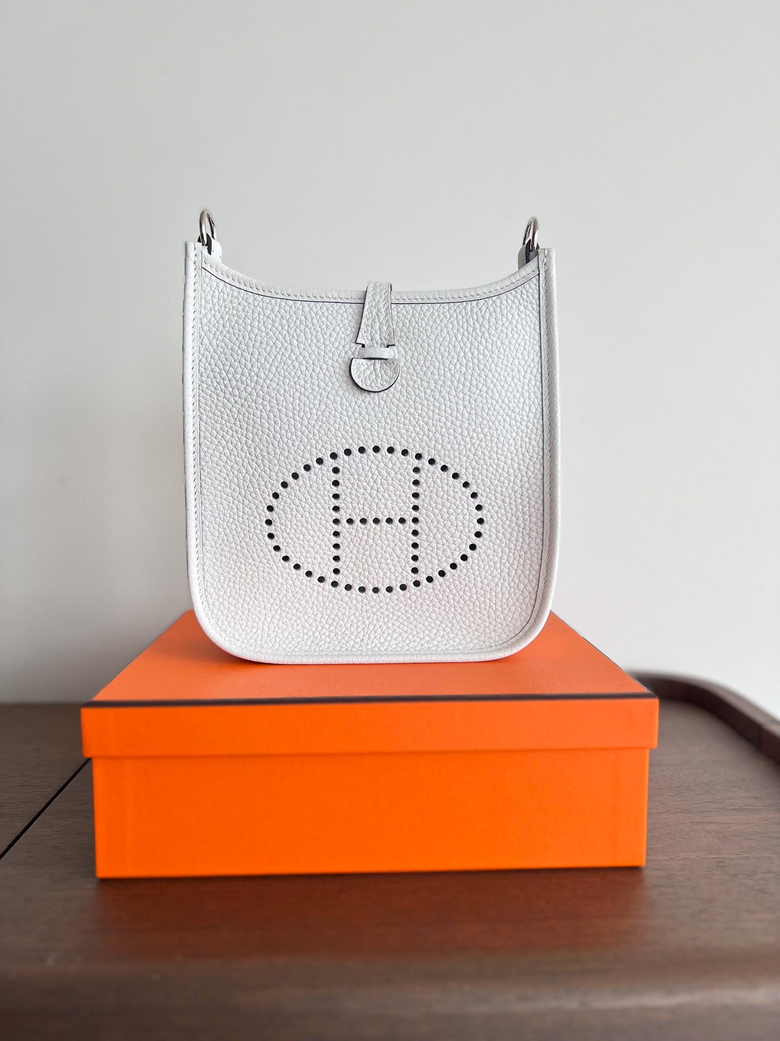 Hermès Mini Evelyne 16 Leather Bag New White PHW