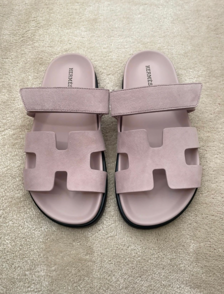 Hermès Chypre Sandals (Rose Porcelaine)