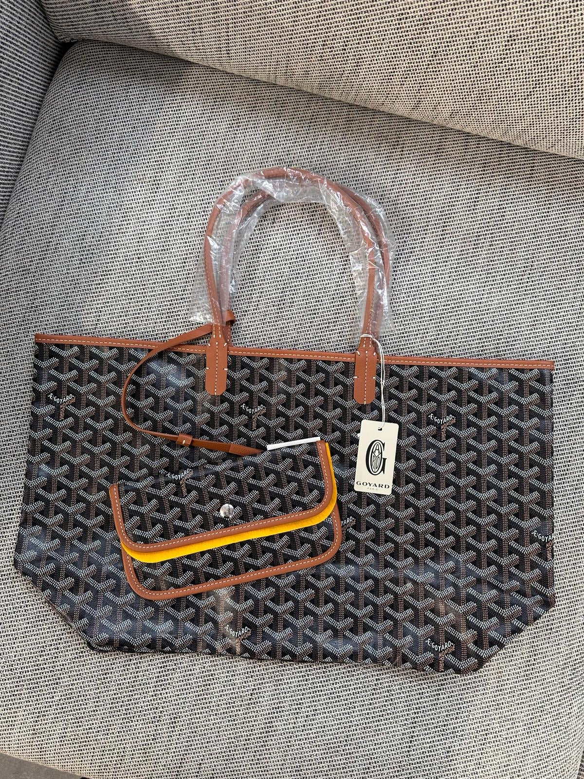 Goyard St Louis PM Tote Bag (Black & Tan)