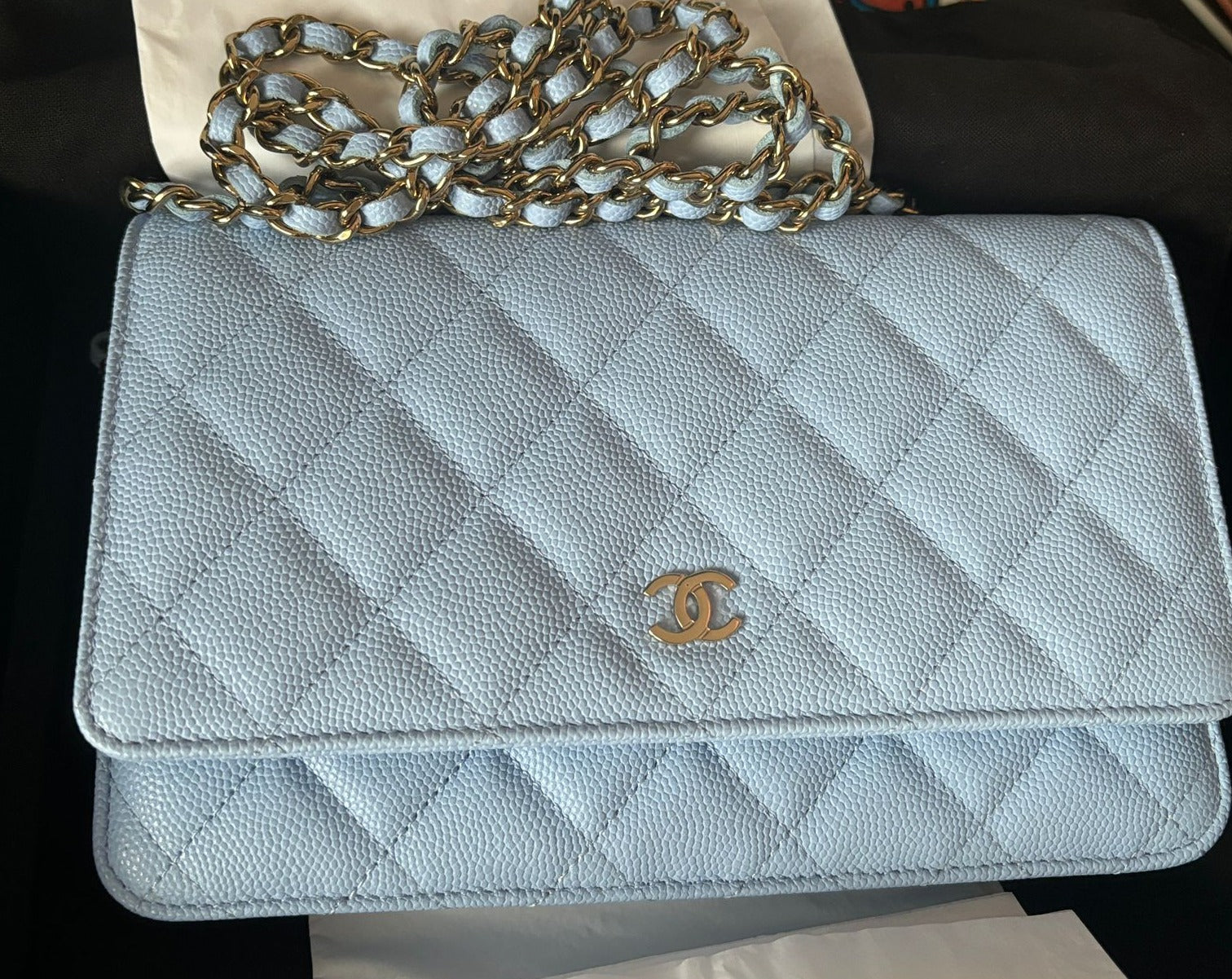 Chanel Wallet On Chain WOC Caviar Leather (Baby Blue)