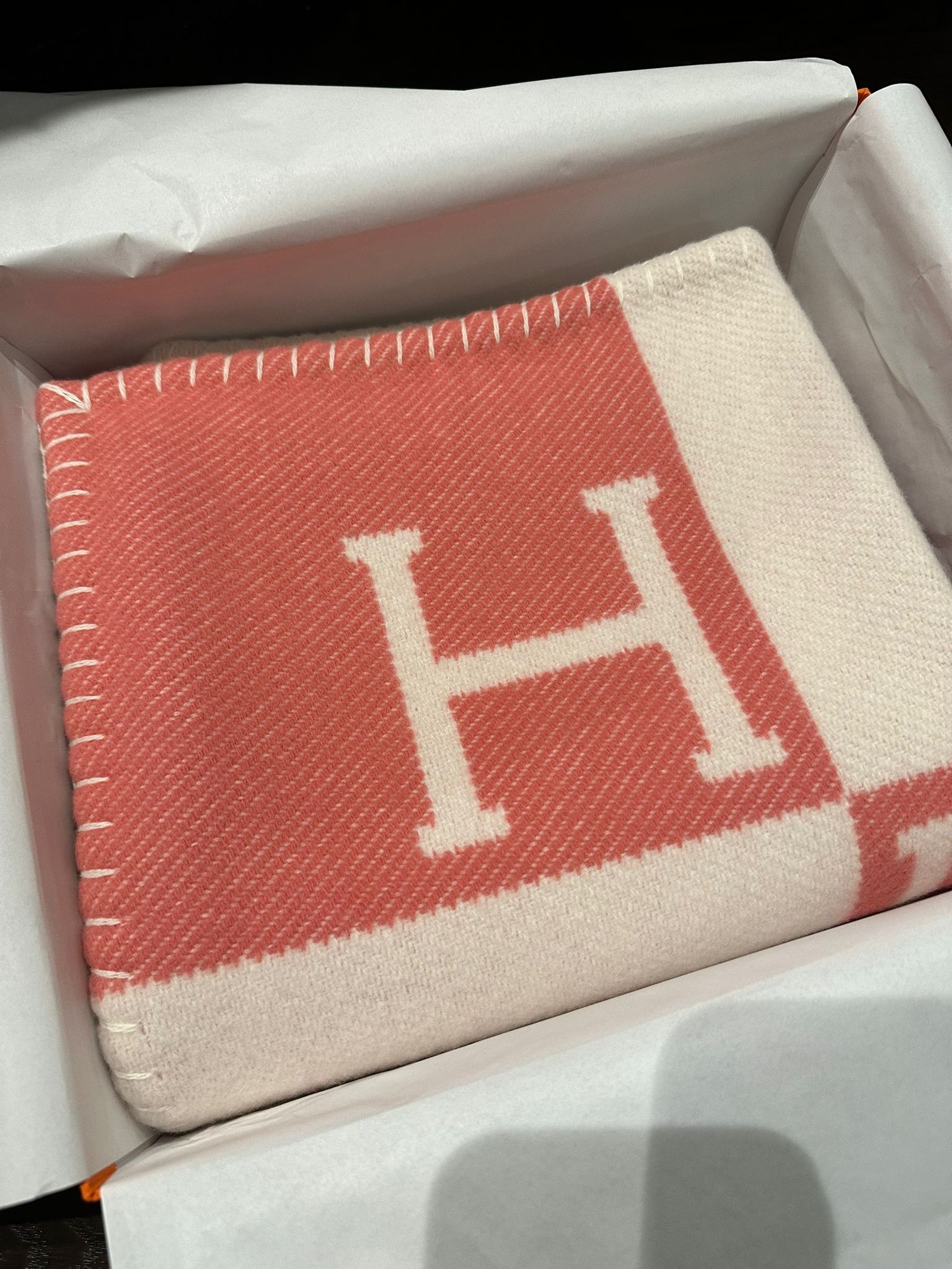 Hermès Avalon Baby Blanket (Rose Airelles/Blanc)