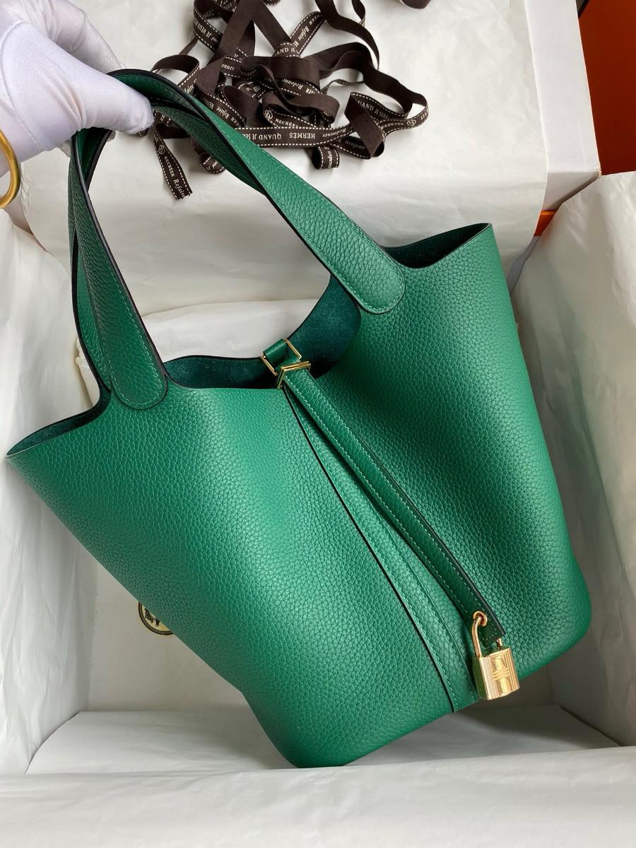 Hermès Picotin 18cm Vert Vertigo Taurillon Clemence GHW