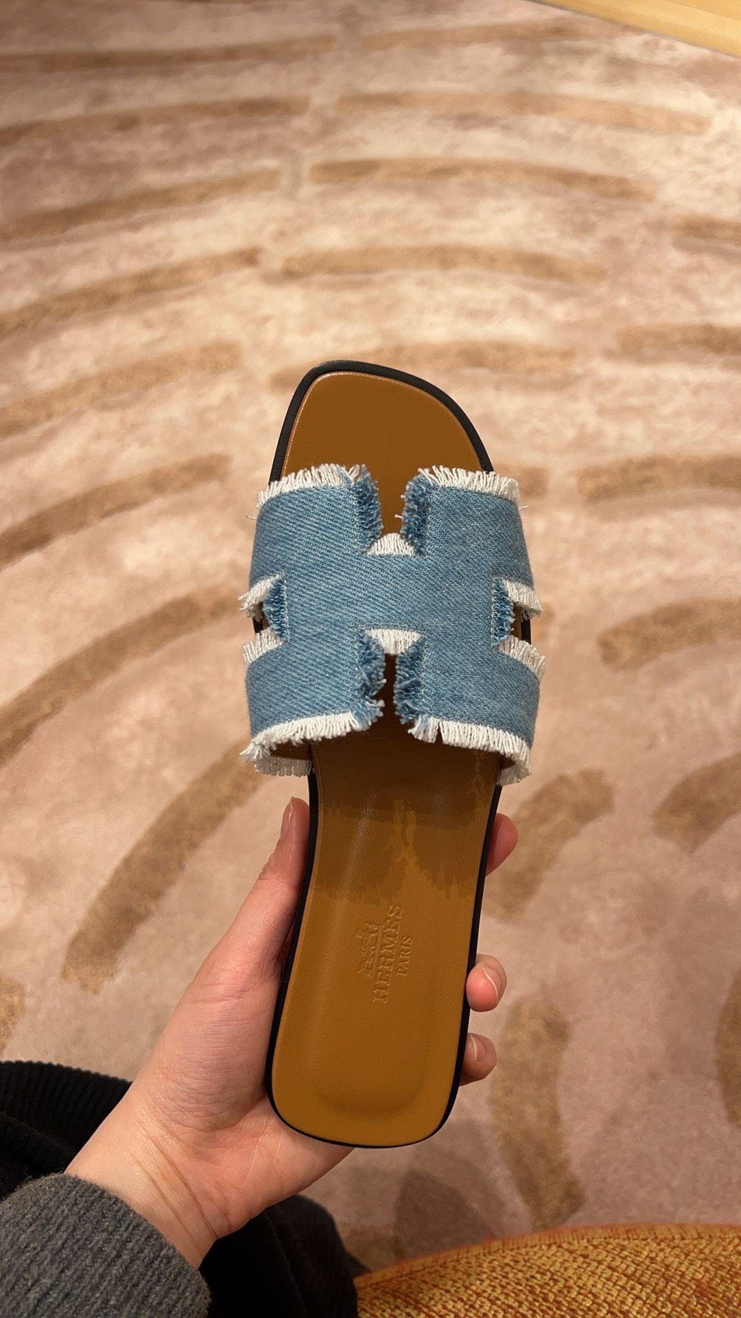 Hermès Oran Sandals Fringed Denim