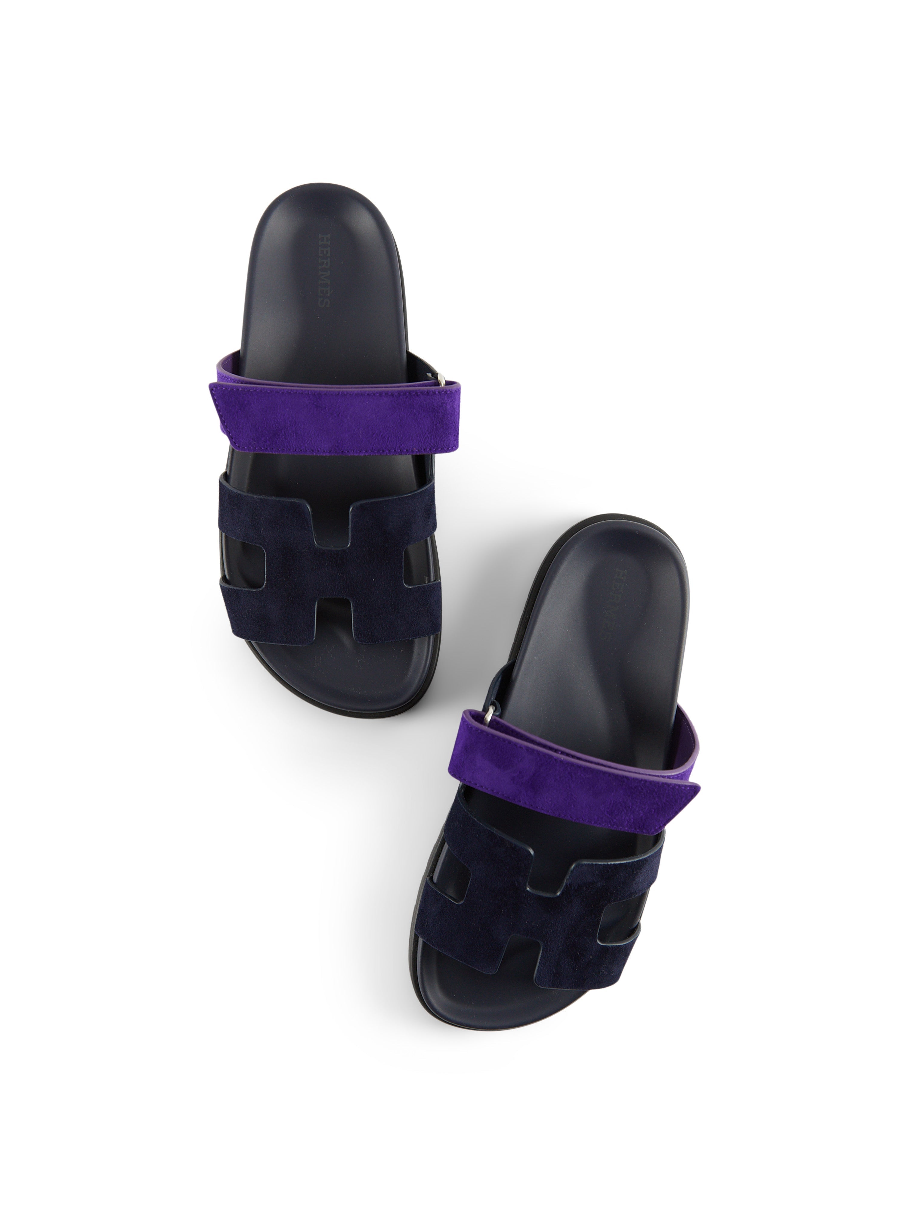 Hermès Chypre Sandals (Marine / Violet Majorette)