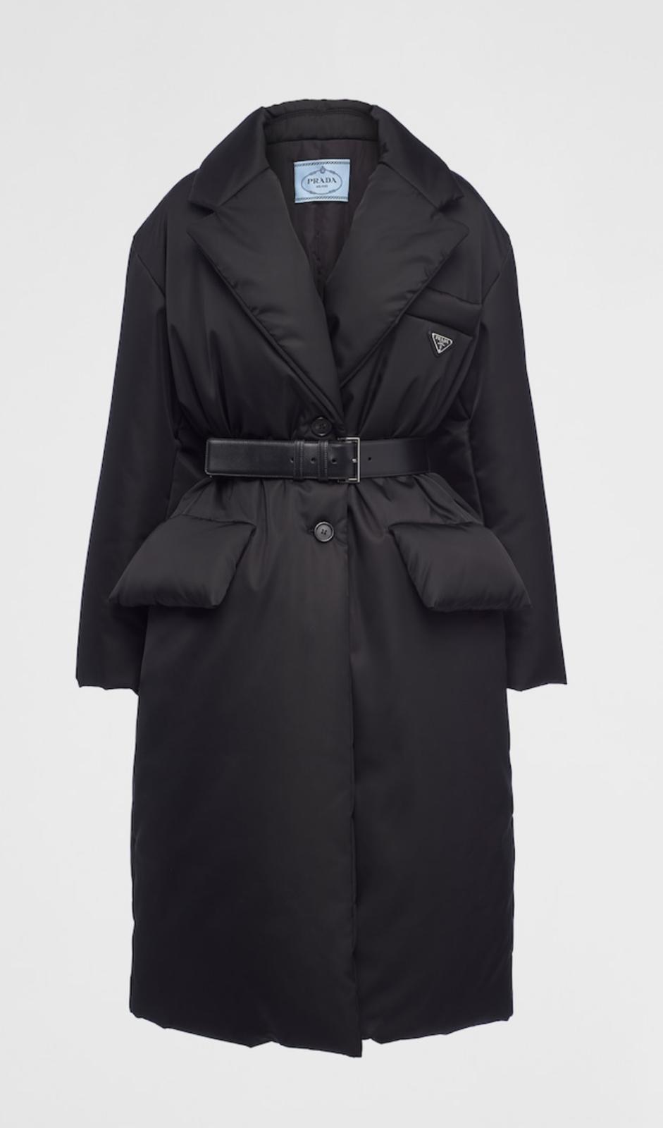 Prada Re-Nylon Belted Padded Puffer Coat Long