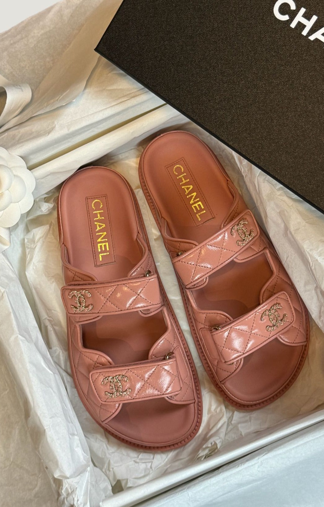 Chanel Pink Chanel Slipper Shoes Chanel Pink Quilted Leather And