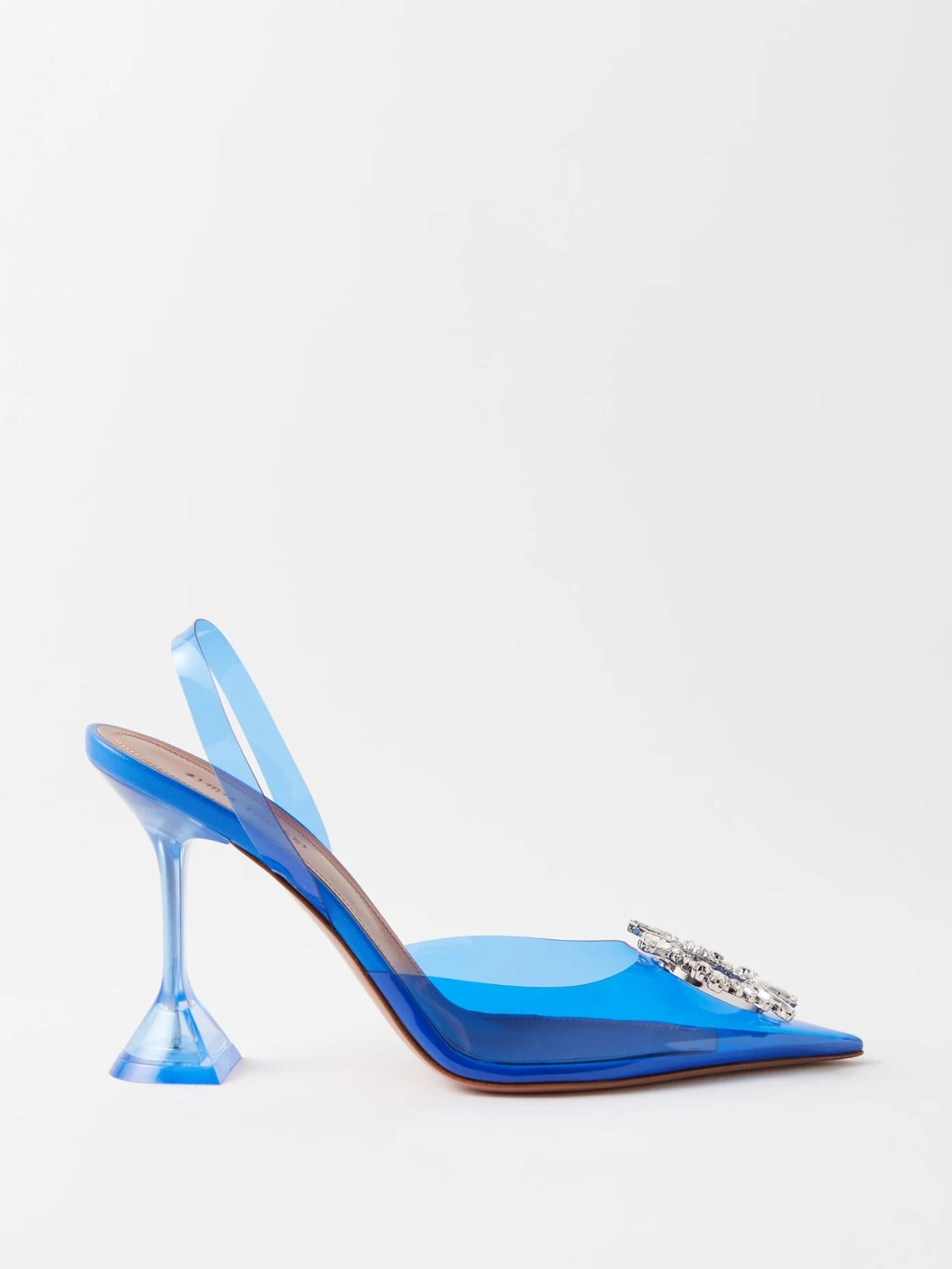 Amina Muaddi Begum Crystal Blue PVC Slingback Pumps (2022)