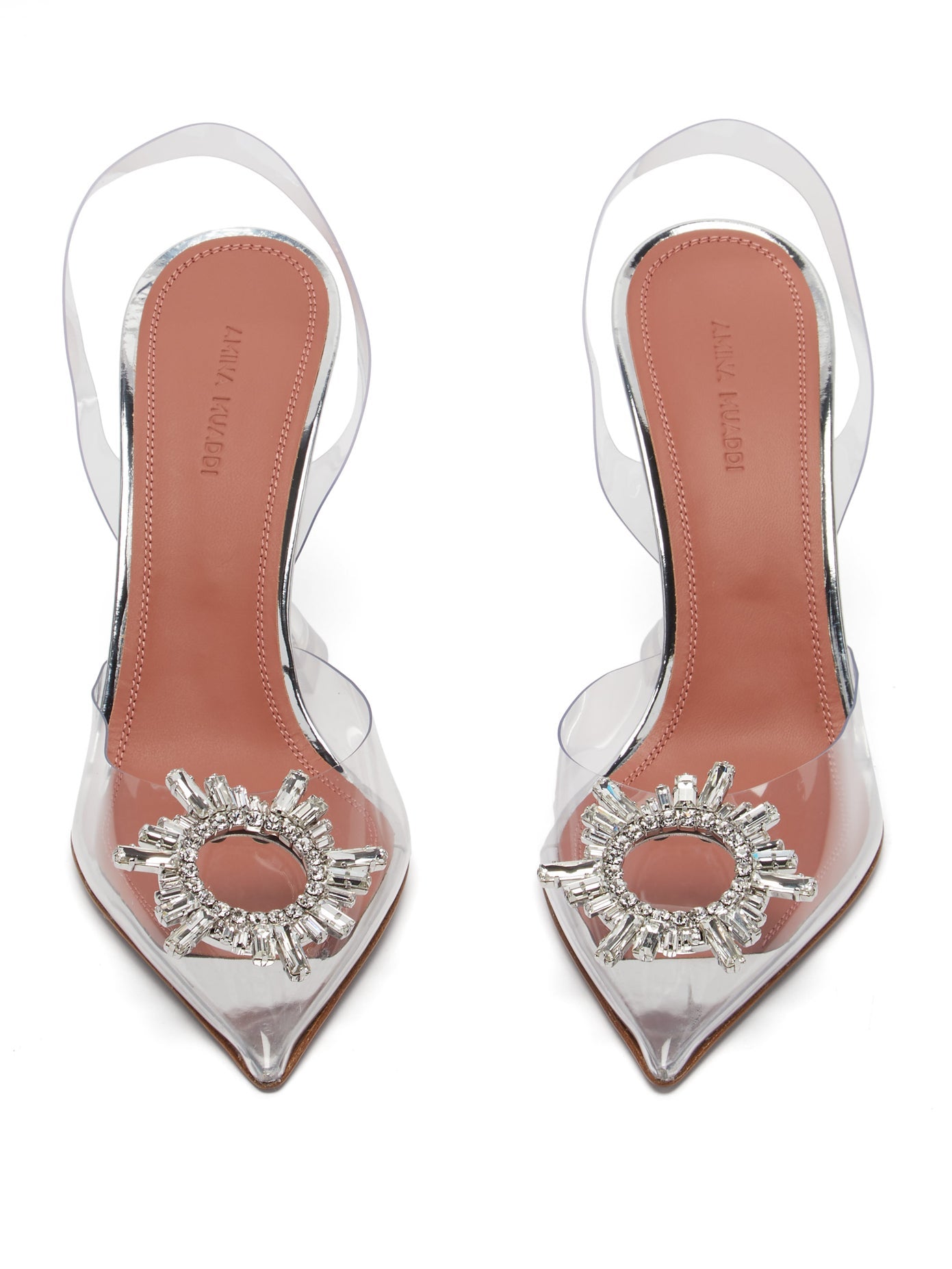 Amina Muaddi Begum Glass Crystal PVC Slingback Pumps