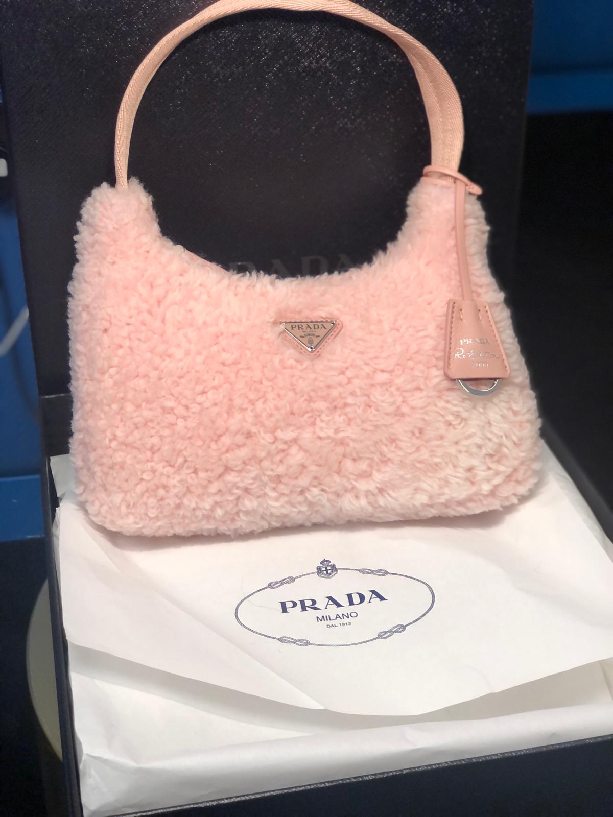 Prada Shearling Hobo Bag - Pink