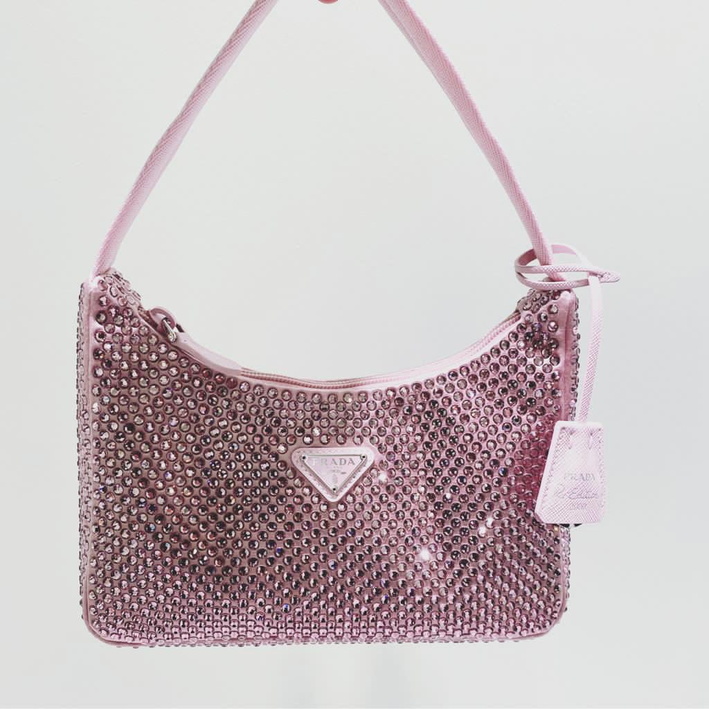 Prada Satin Bag With Crystals (Pink)