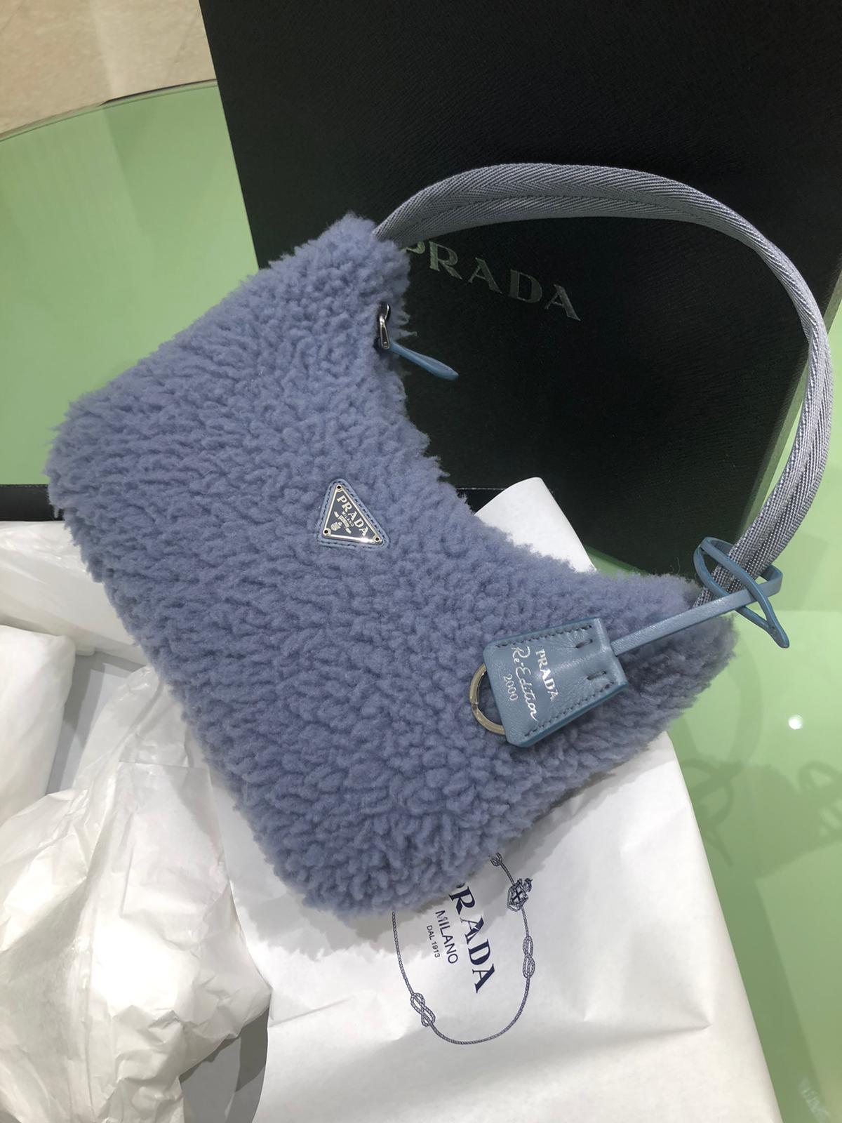 Prada Shearling Hobo Bag (Exclusive) Blue