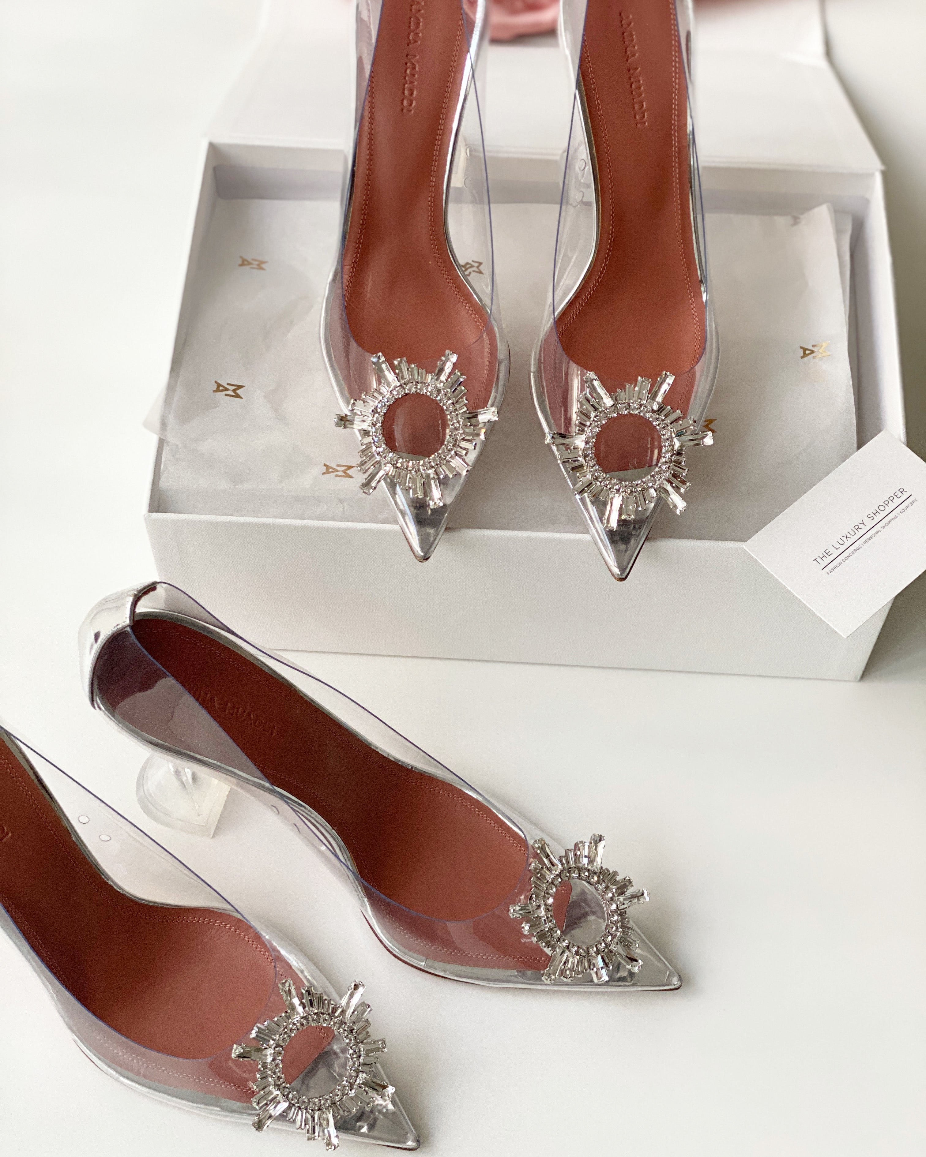 Amina Muaddi Begum Glass Crystal PVC Pumps (New Season)