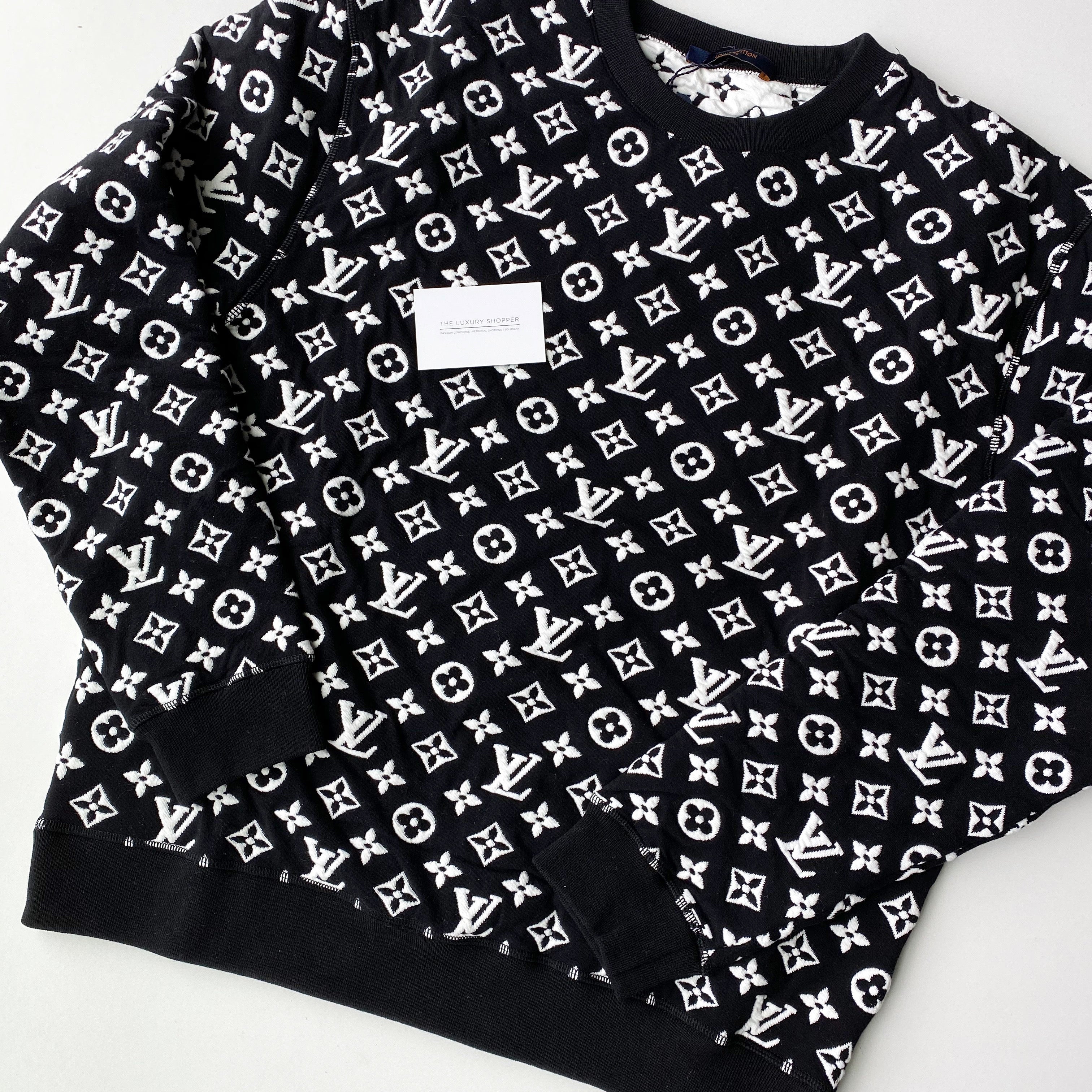 Louis Vuitton Full Monogram Jacquard Crew Neck (Black)