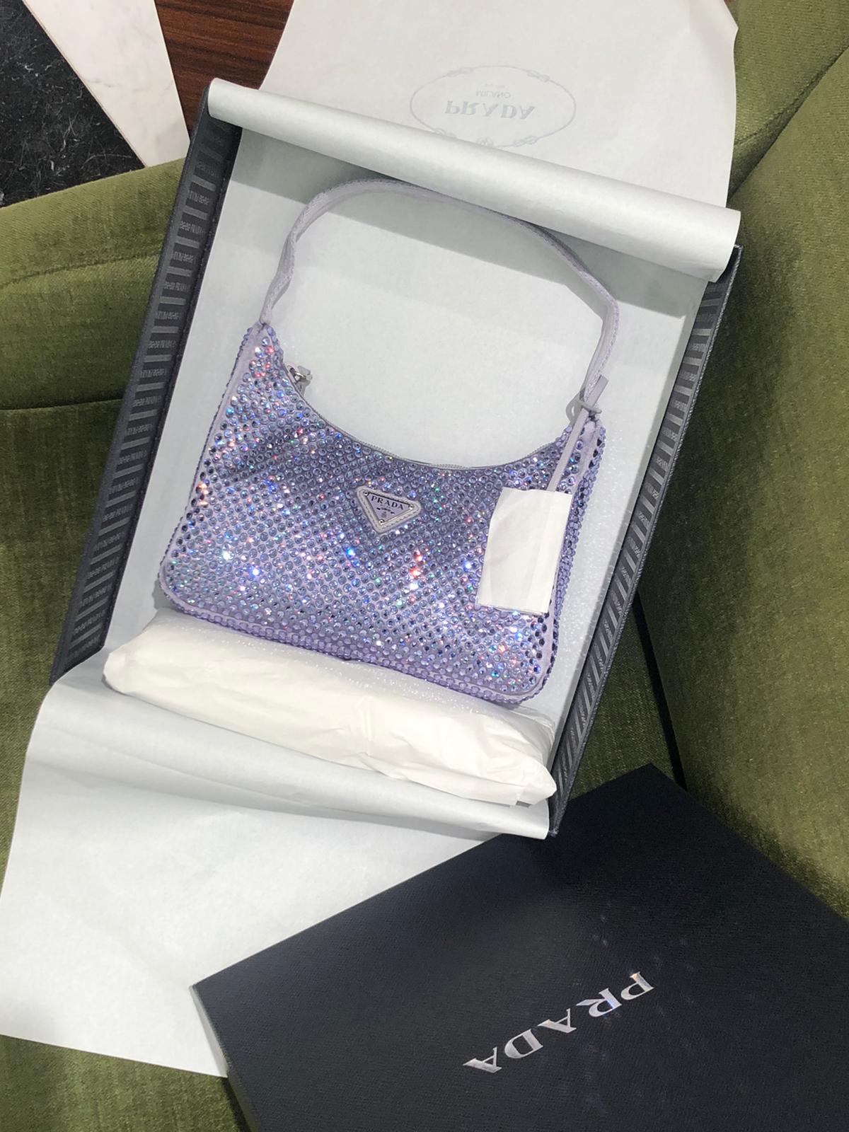 Prada Satin Bag With Crystals (Purple)