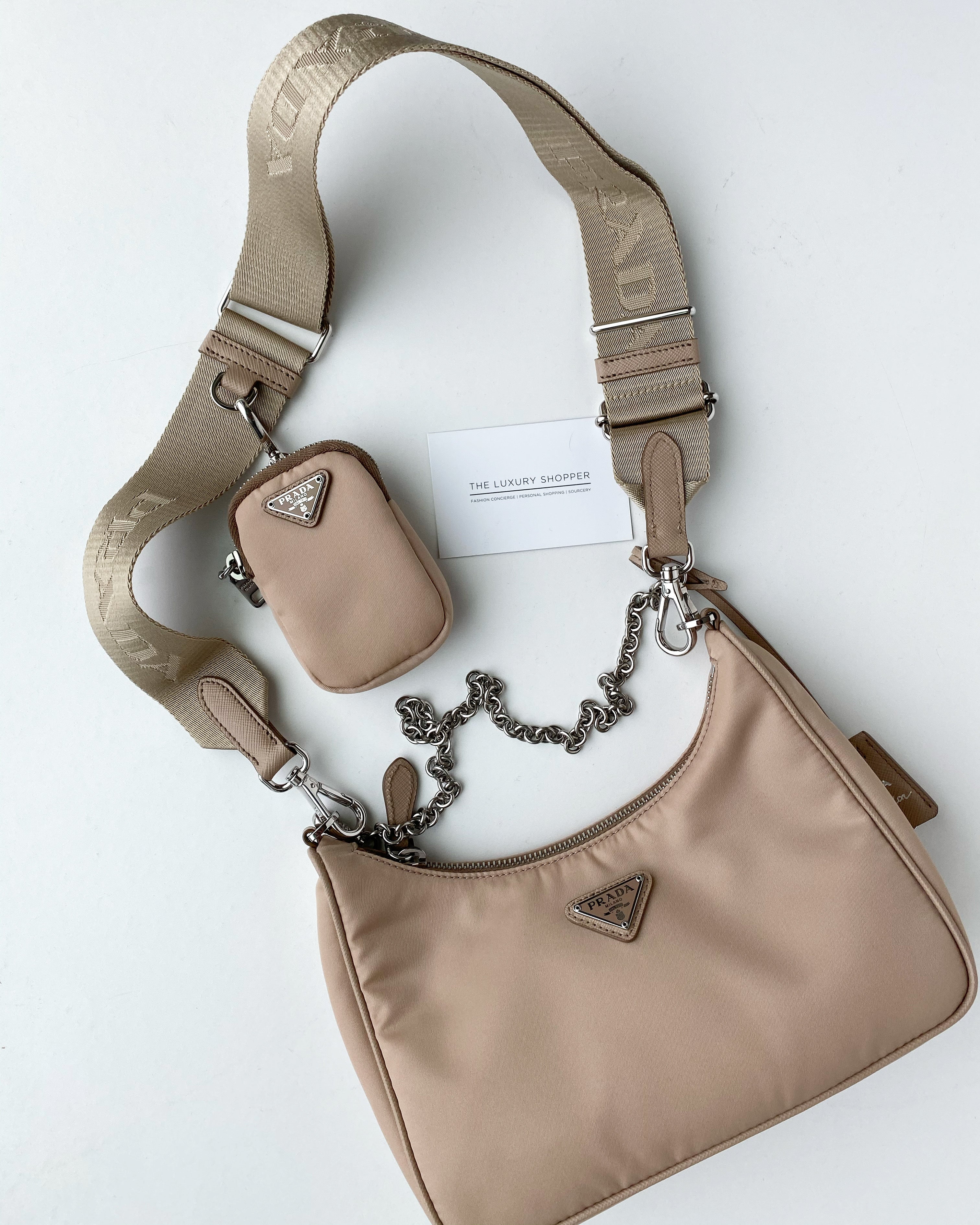 Prada Re-Edition 2005 Nylon Bag (Cameo Beige)