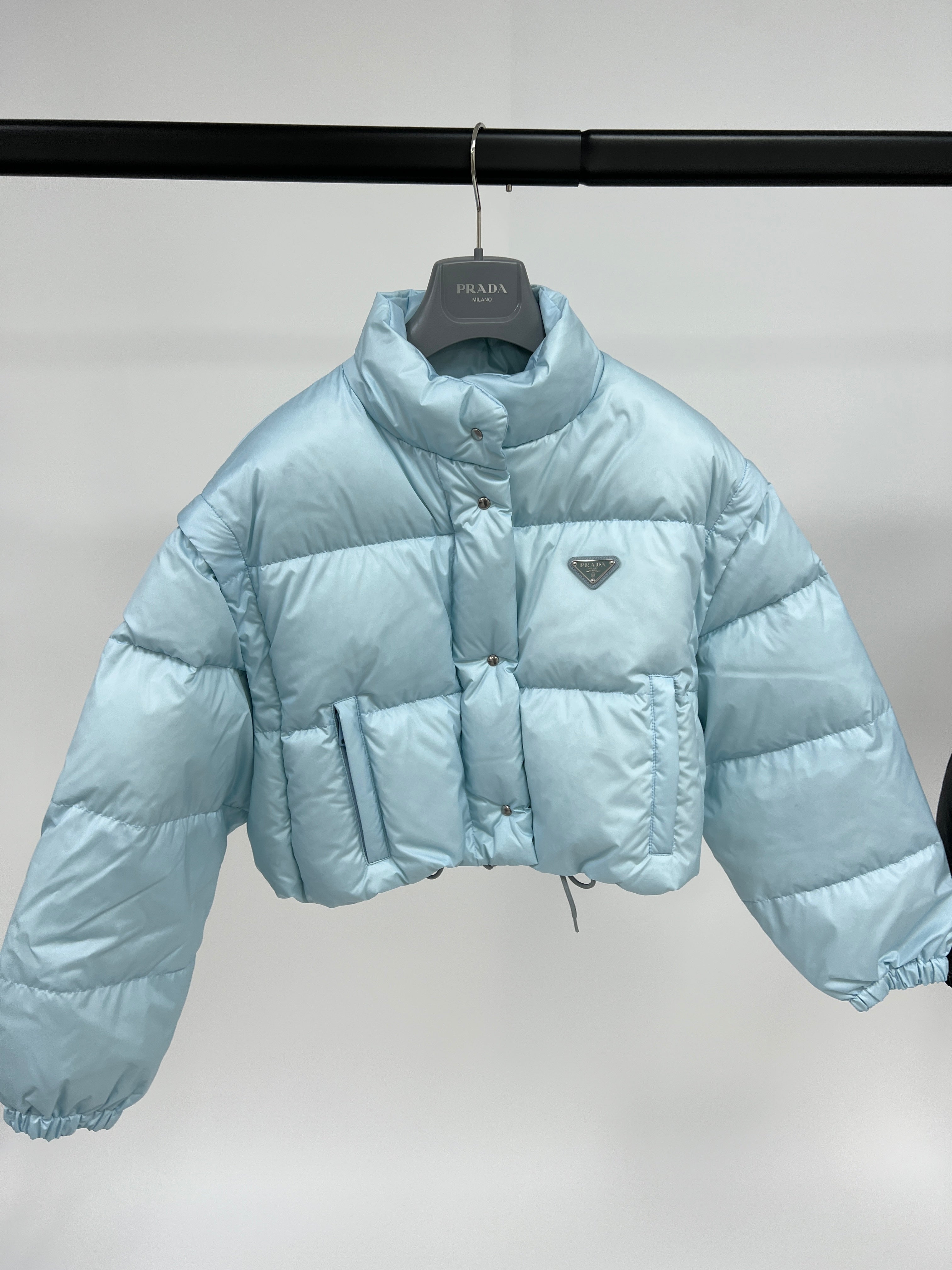 Prada Ciré Cropped Puffer Jacket (Detachable Sleeves)