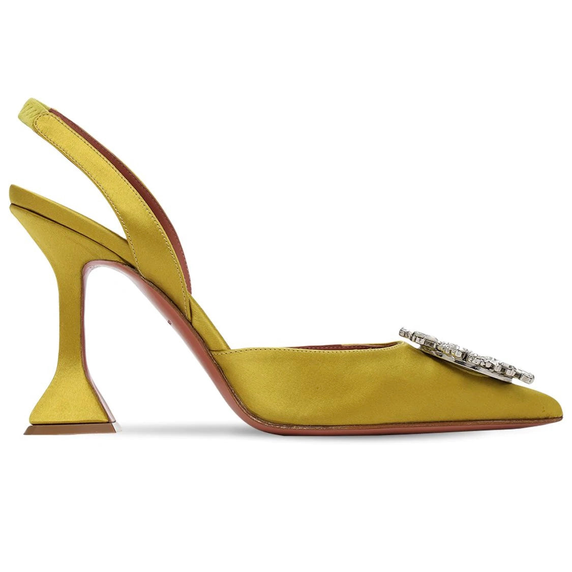 Amina Muaddi Begum Satin Slingback Pumps Lime