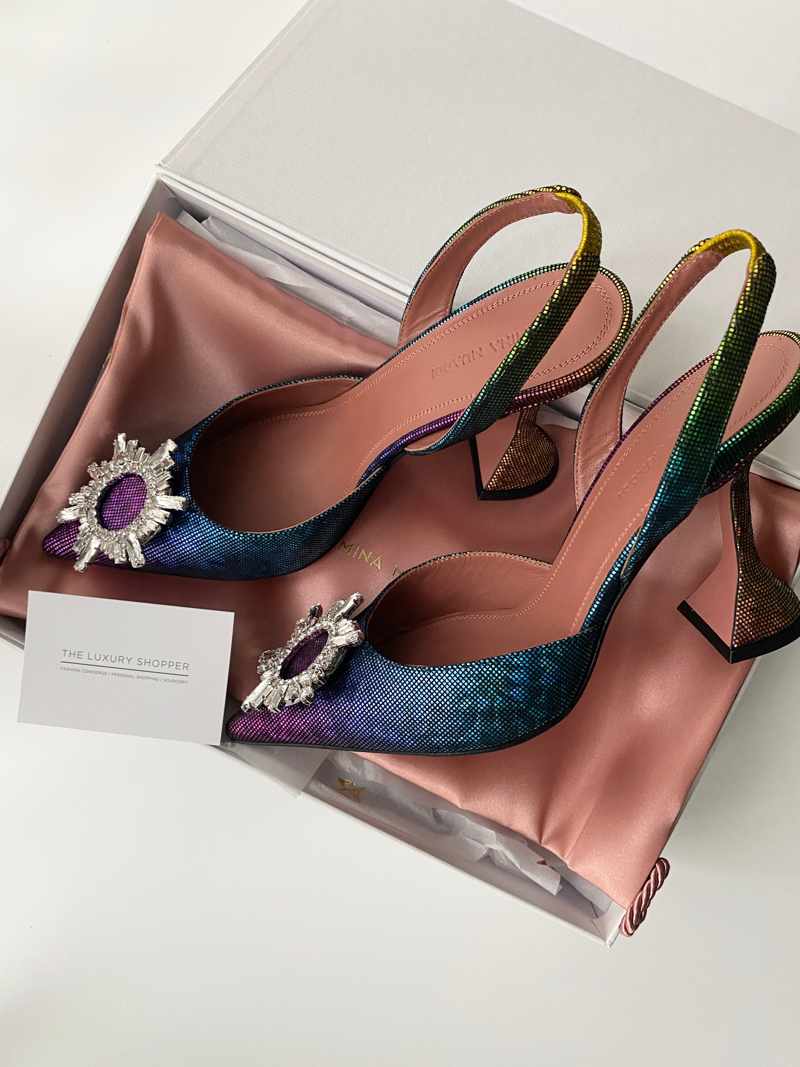 Amina Muaddi Begum Rainbow Slingback (New Season)