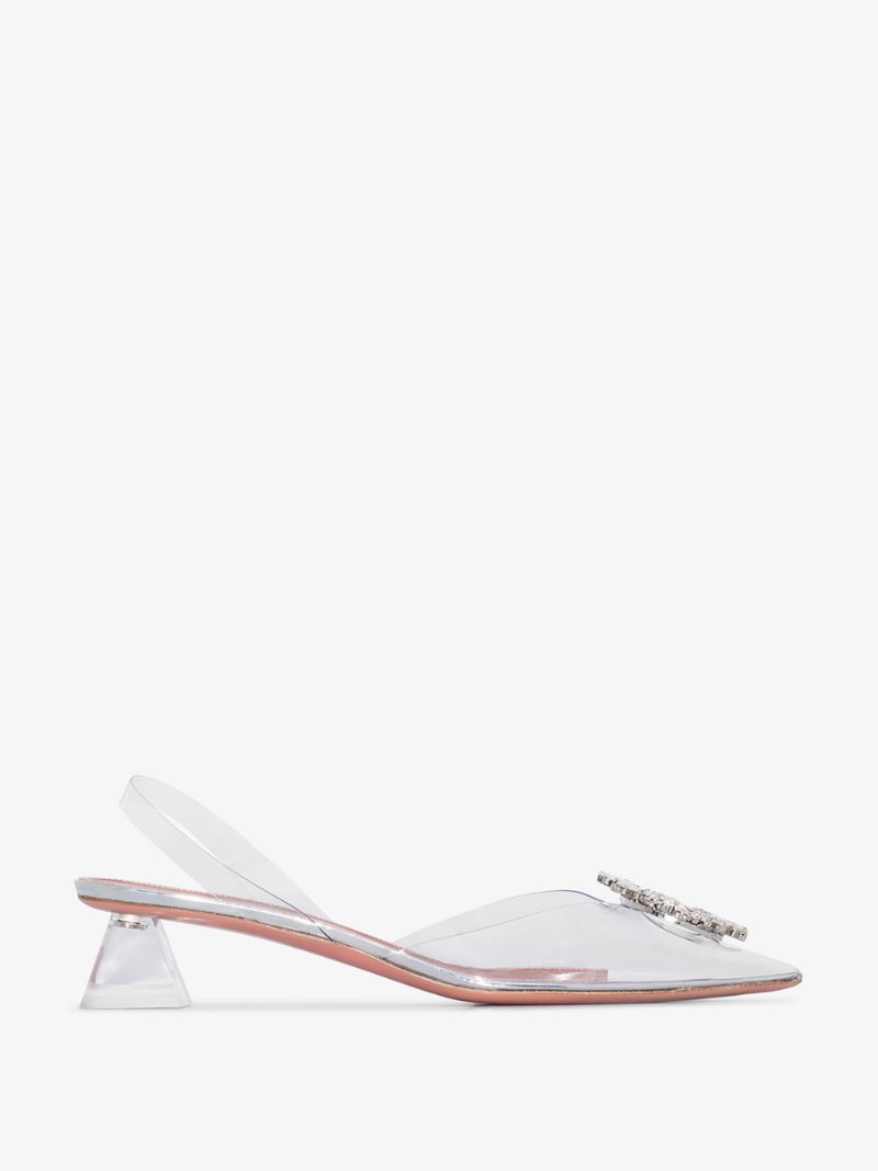 Amina Muaddi Begum 40 Crystal PVC Slingback Pumps