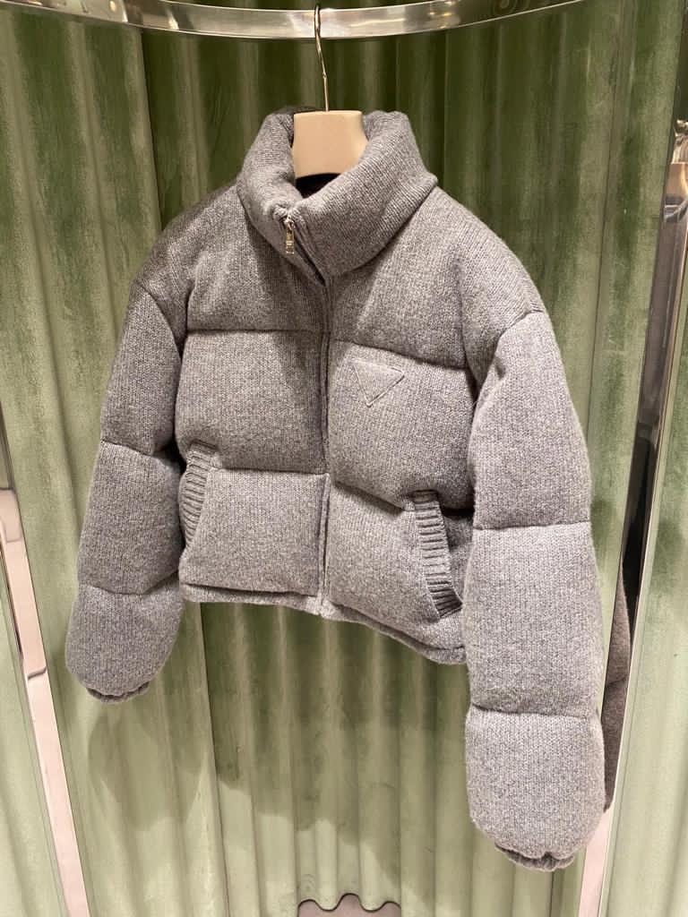 Prada Wool And Cashmere Puffer Jacket - Grey