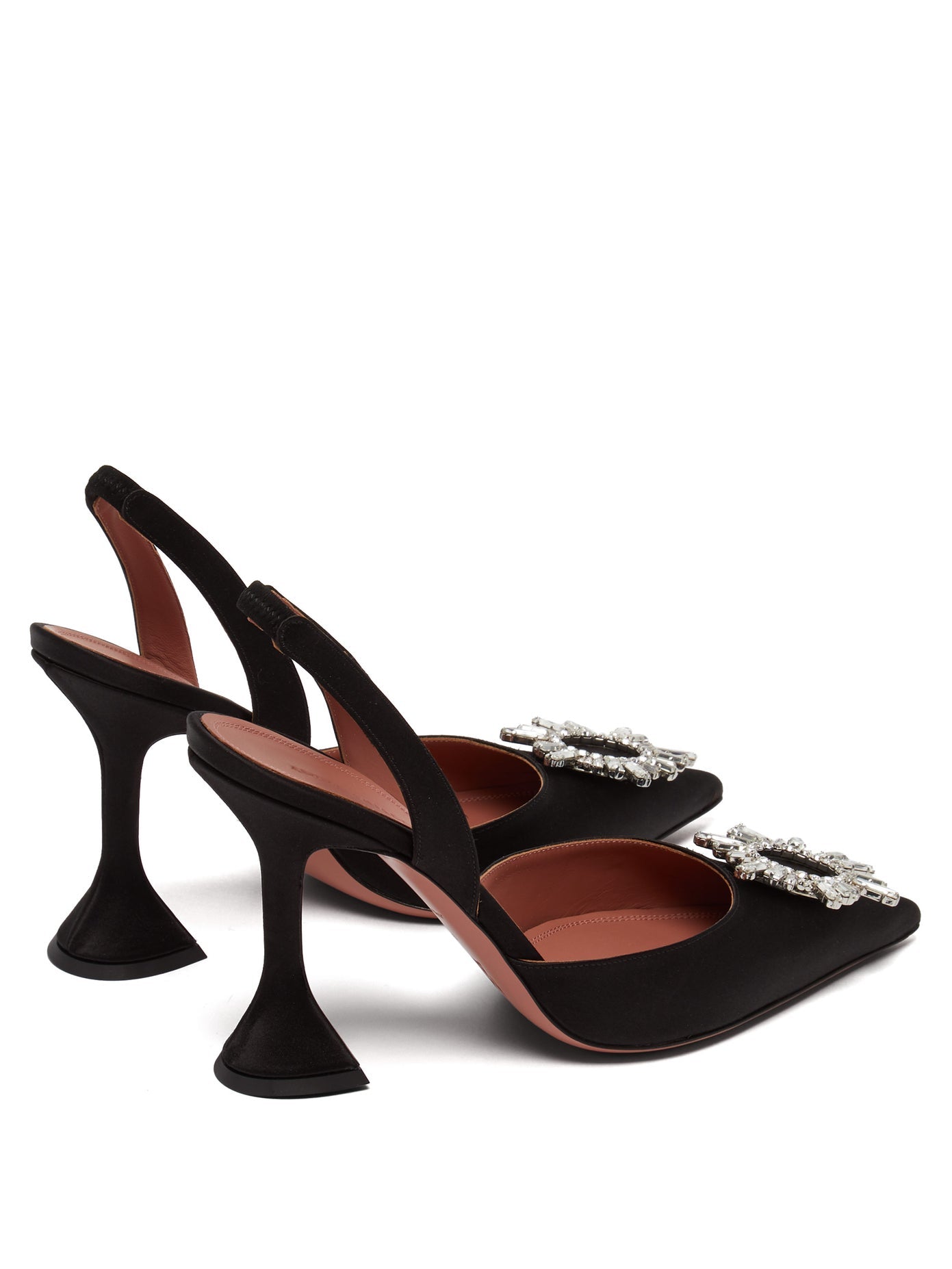 Amina Muaddi Begum Satin Slingback Pumps Black