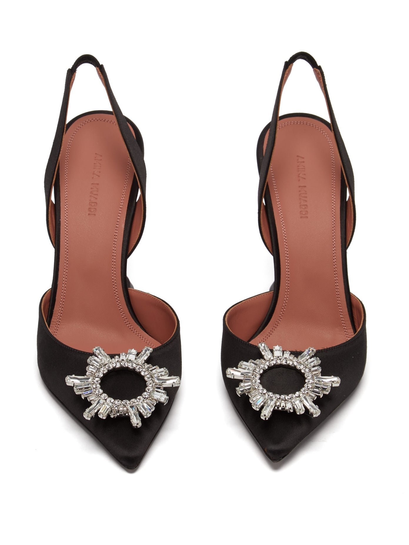 Amina Muaddi Begum Satin Slingback Pumps Black