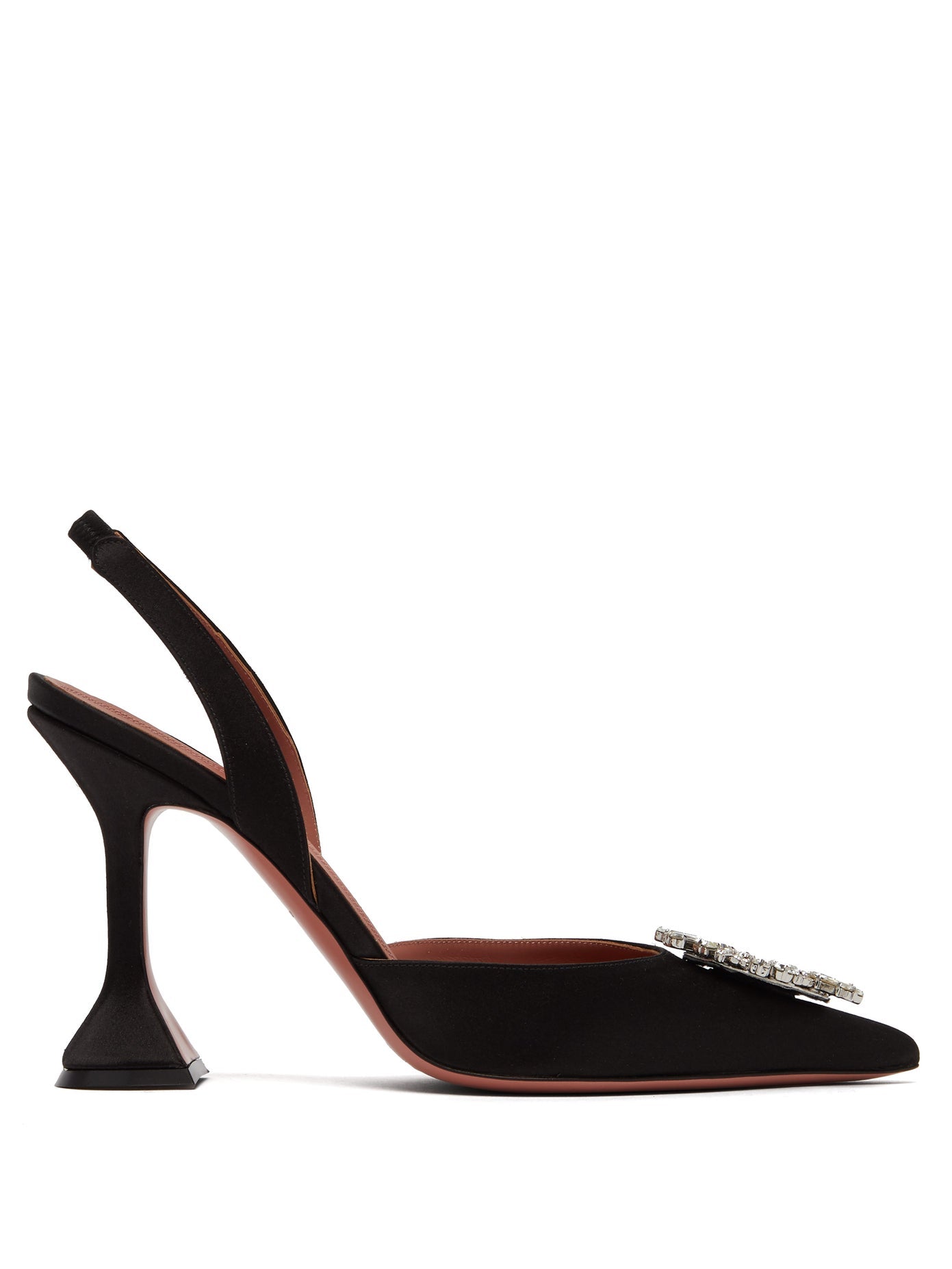 Amina Muaddi Begum Satin Slingback Pumps Black