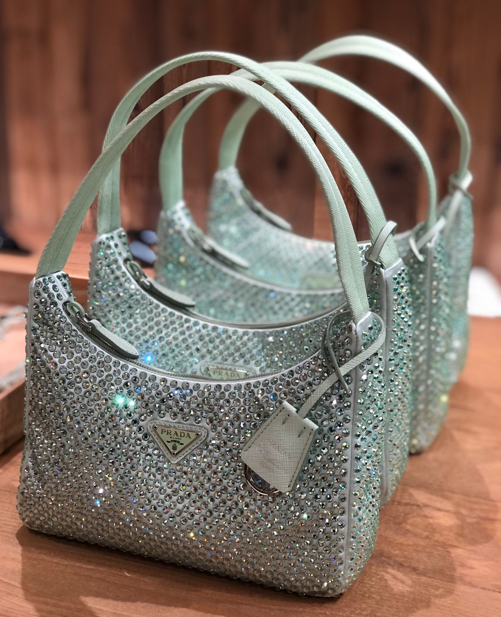 Prada Satin Bag With Crystals (Acqua)