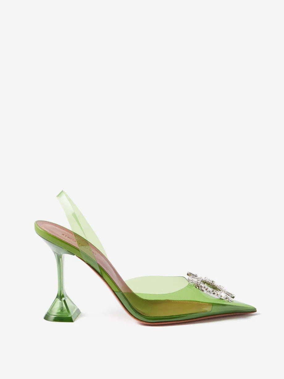 Amina Muaddi Begum Crystal Green PVC Slingback (New Season)