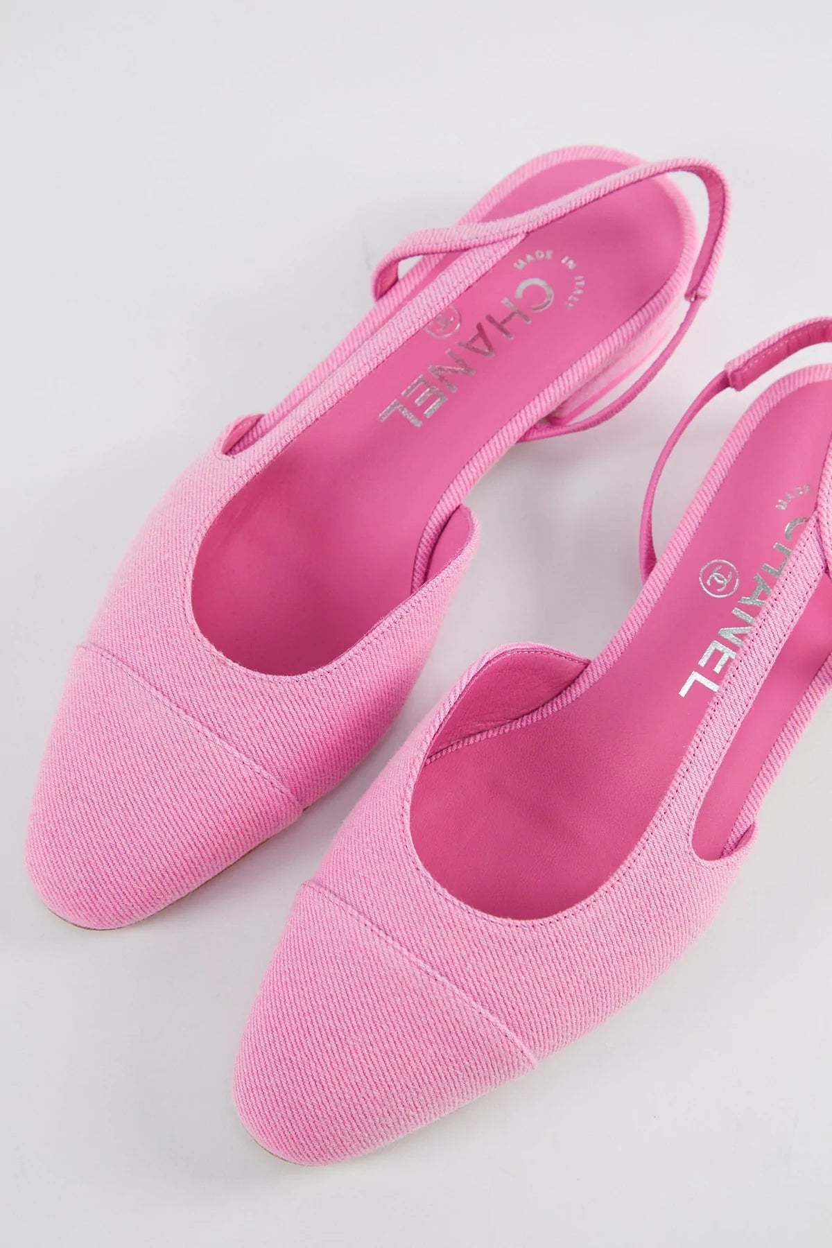 Chanel Denim Slingback Mule (Pink)