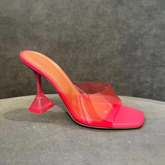 Amina Muaddi Lupita Pink PVC Mules