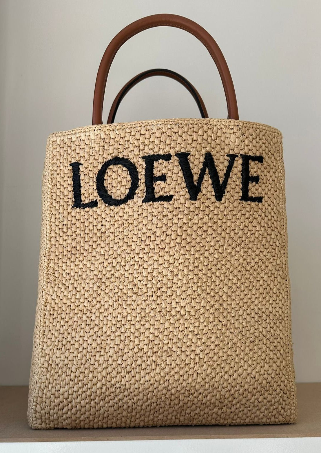 Loewe Raffia Logo Tote Bag