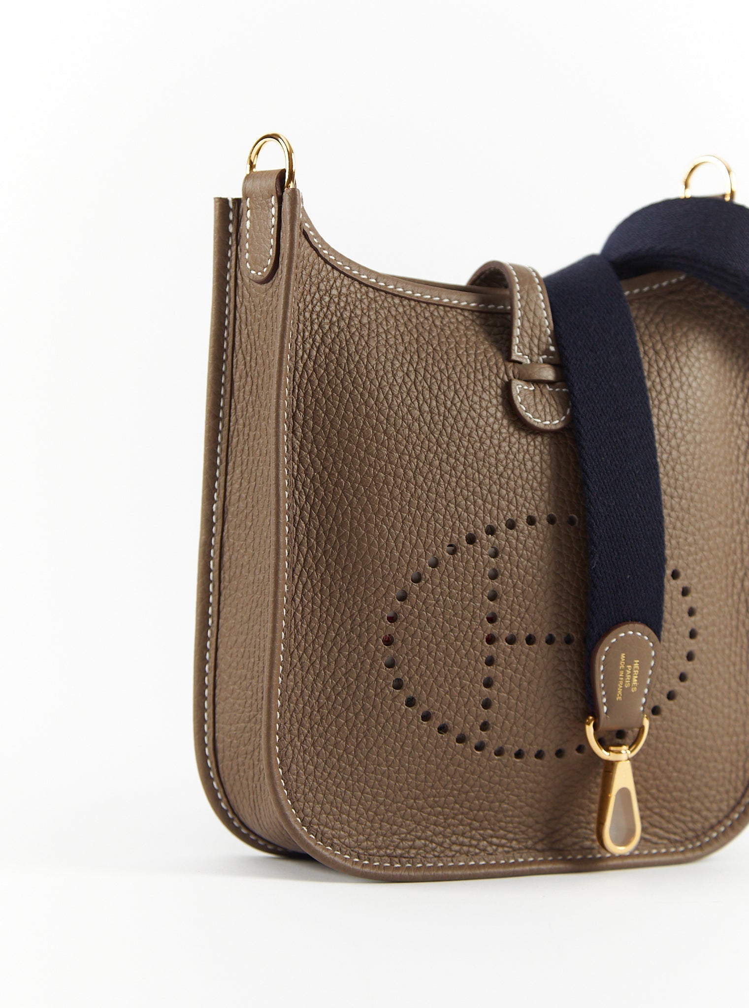 Hermès Mini Evelyne 16 Leather Bag Etoupe Clemence Gold Hardware