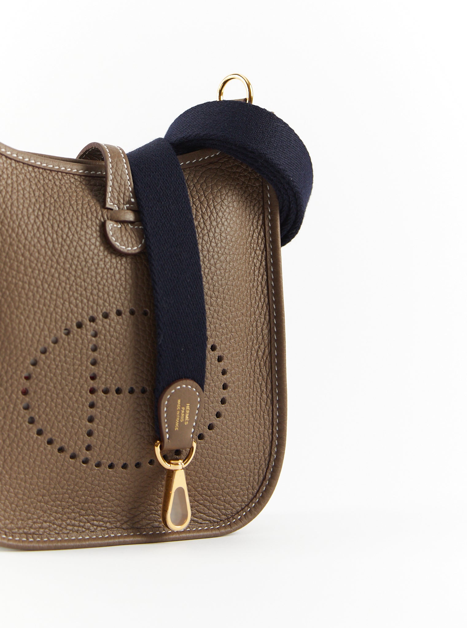 Hermès Mini Evelyne 16 Leather Bag Etoupe Clemence Gold Hardware