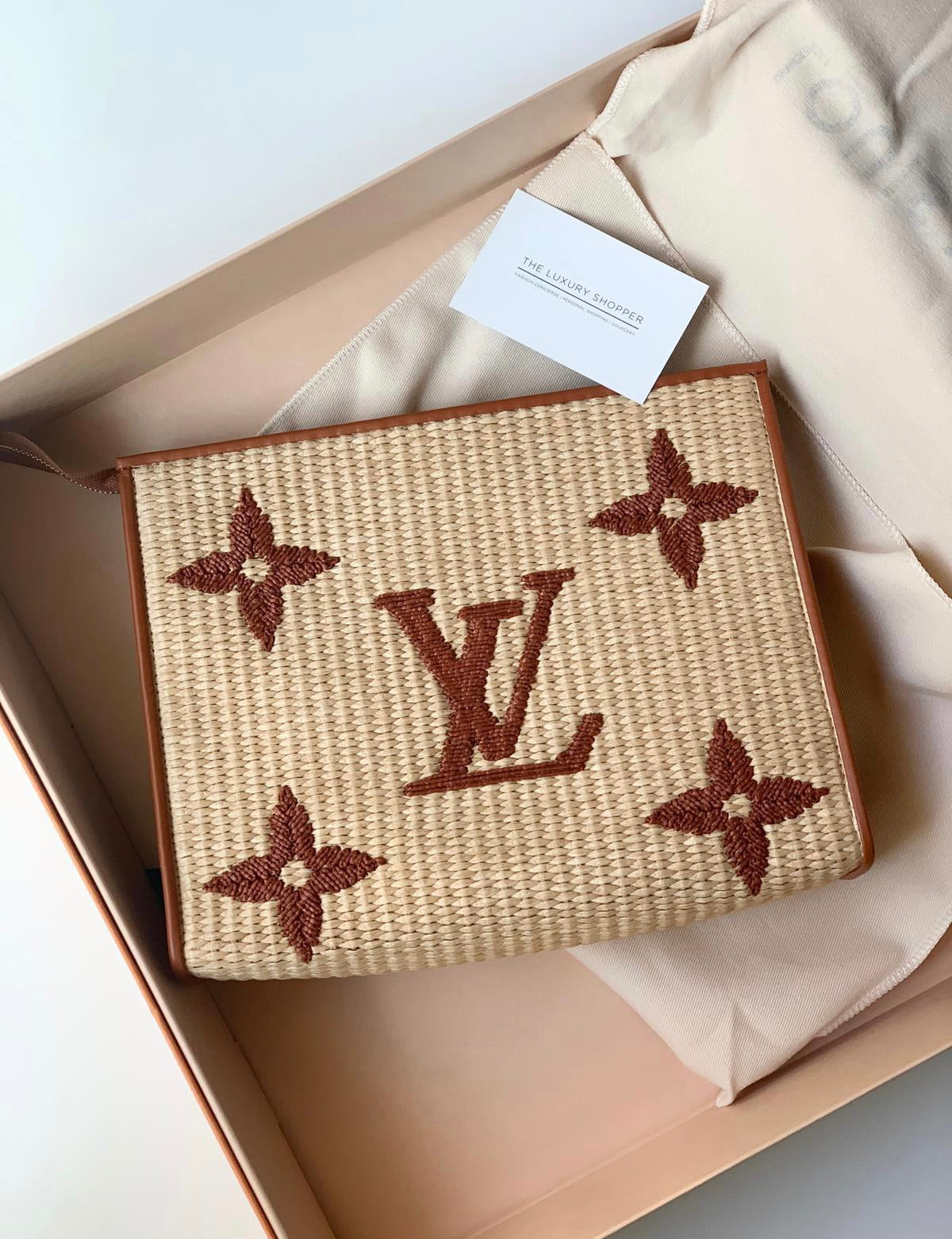 Louis Vuitton Woven Raffia Toiletry Pouch 26 Tan