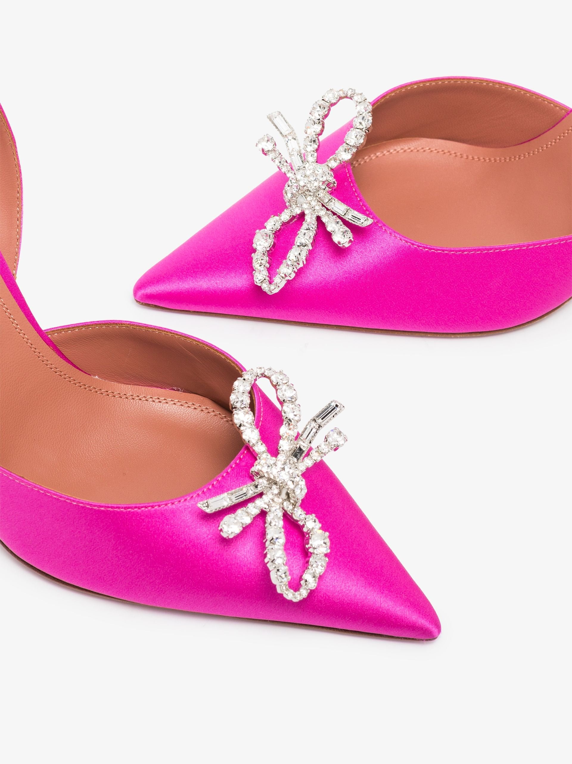 Amina Muaddi Rosie Satin Slingback Pumps (Hot Pink)