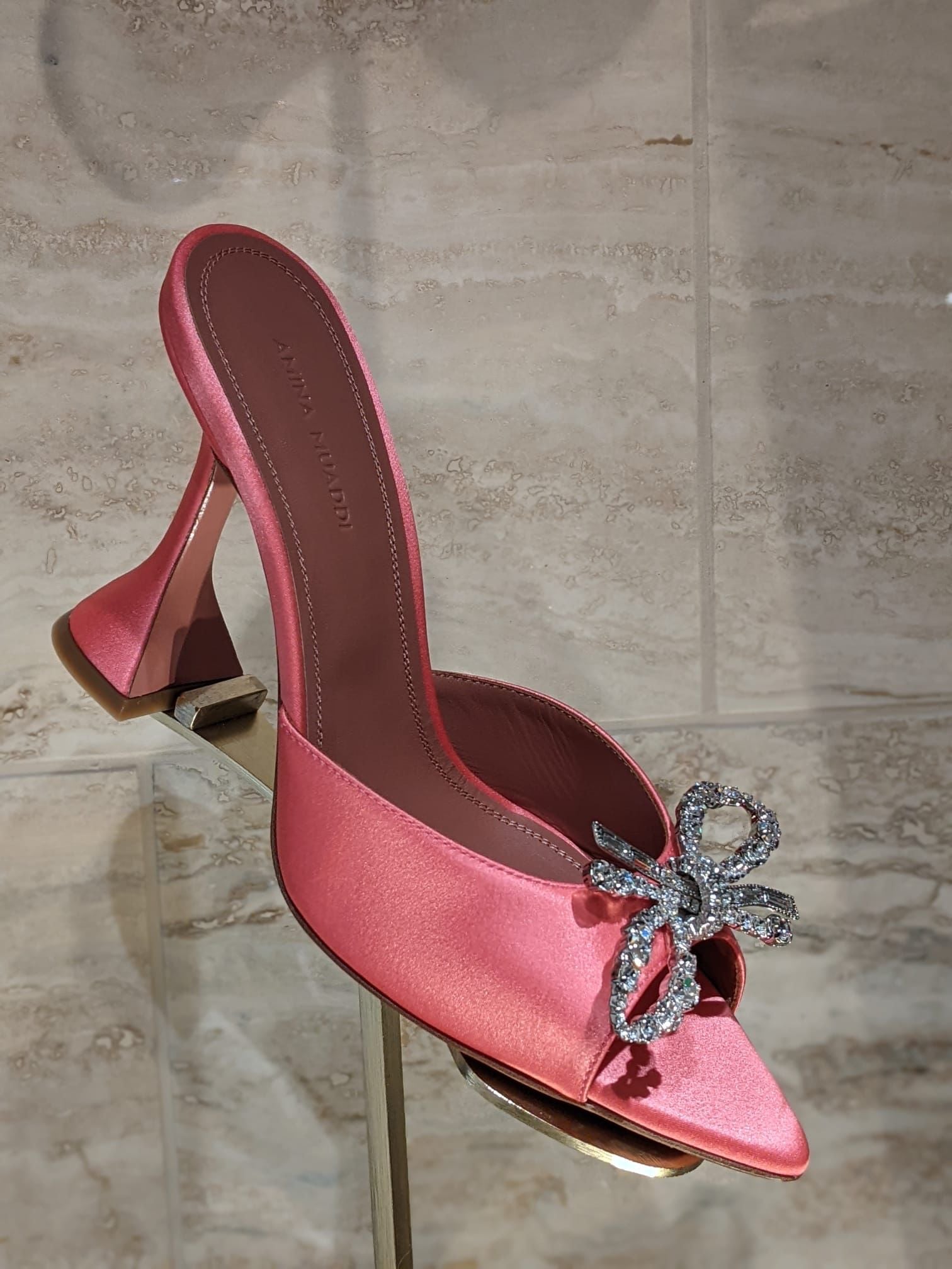 Amina Muaddi Rosie Satin Mules (Pink)